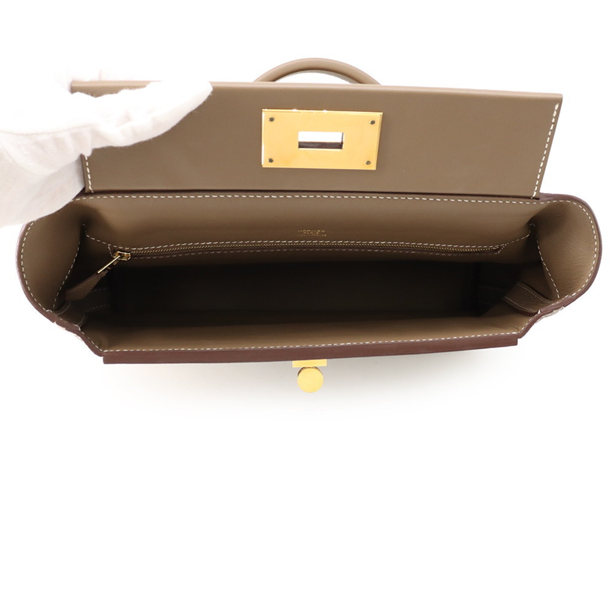 Hermes Etoupe Gray Togo Leather Swift Leather Handbag (Pre-Owned)