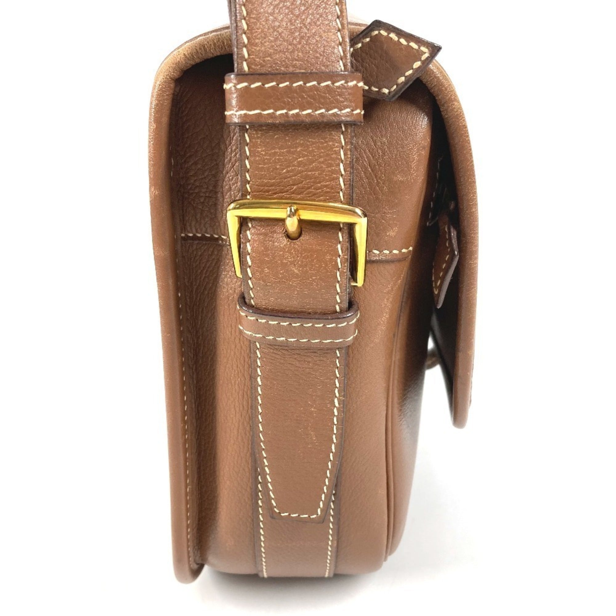 Hermes Brown Leather Handbag Shoulder Bag (Pre-Owned)