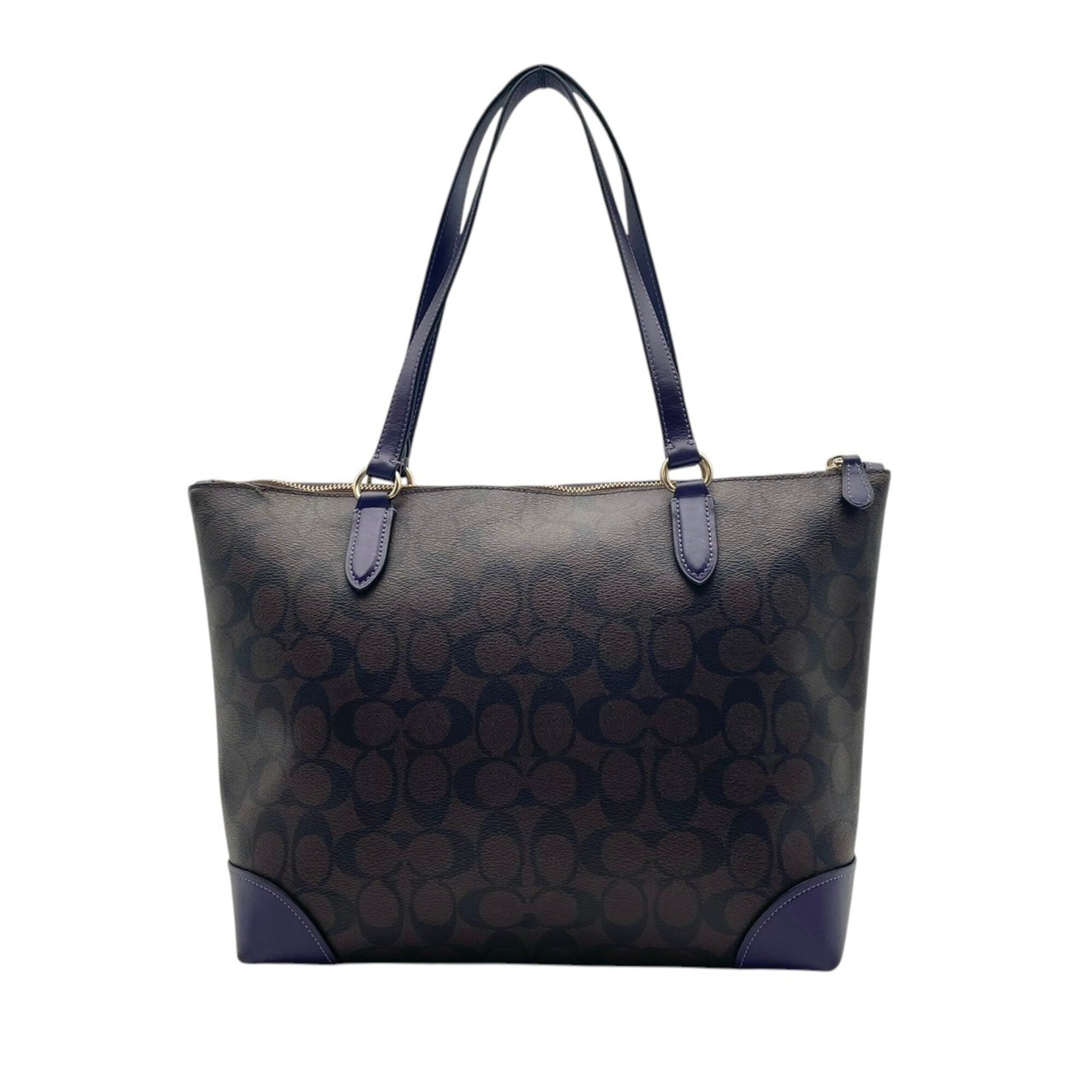 Coach Brown Purple Pvc Leather Handbag Tote Bag (Pre-Owned)
