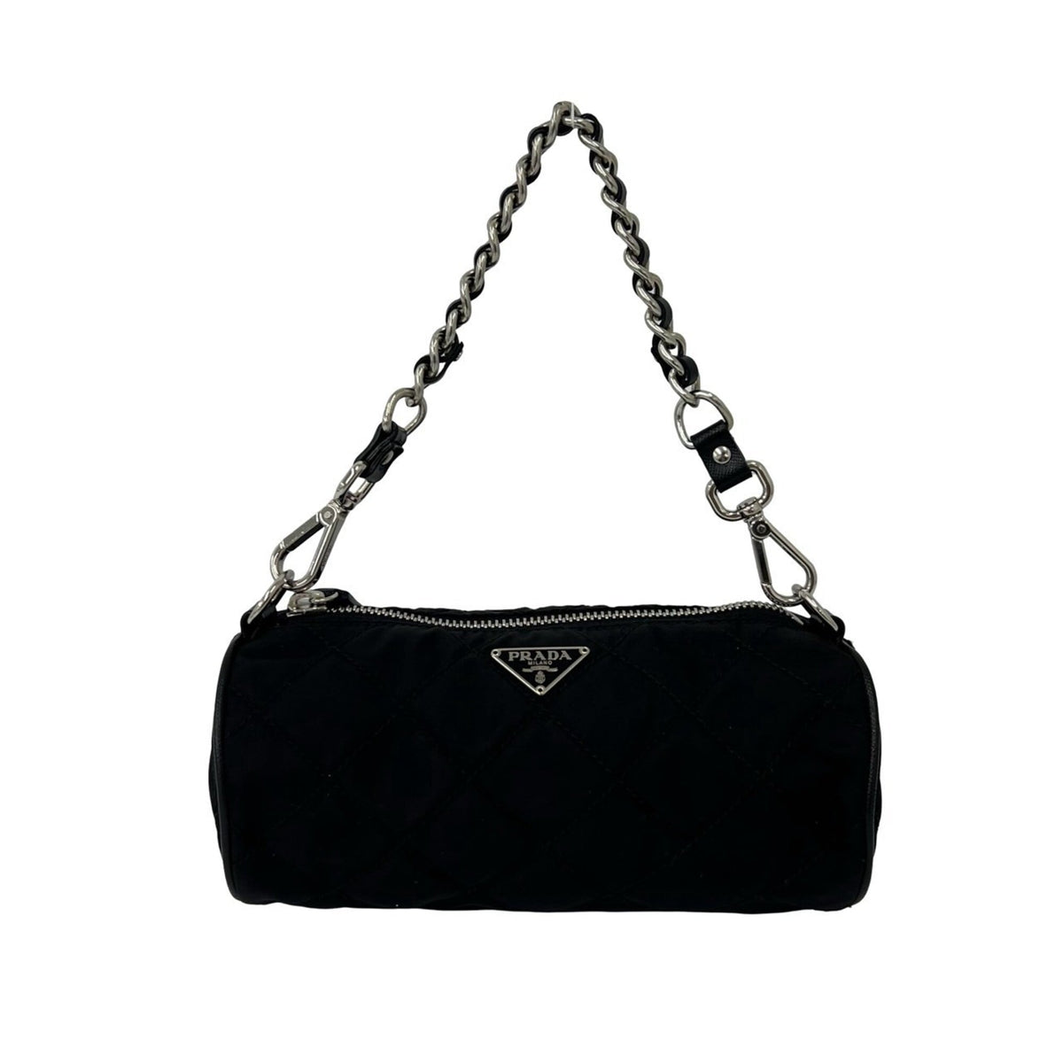 Prada Black Nylon Leather Handbag Pouch (Pre-Owned)