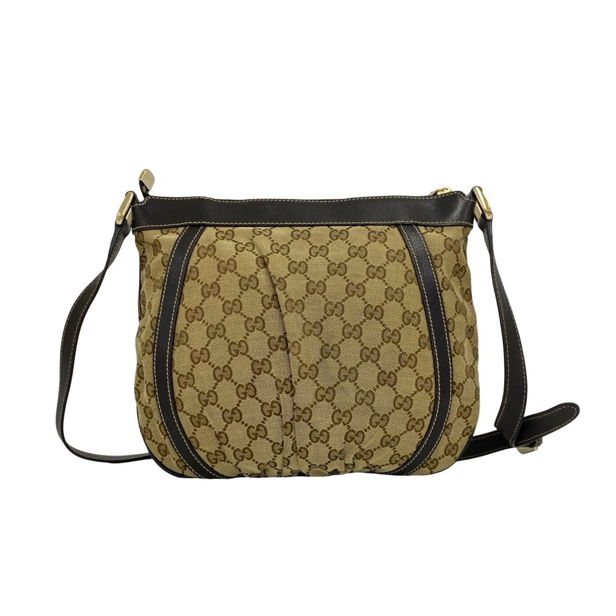 Gucci Brown Canvas Leather Pochette Shoulder Bag (Pre-Owned)