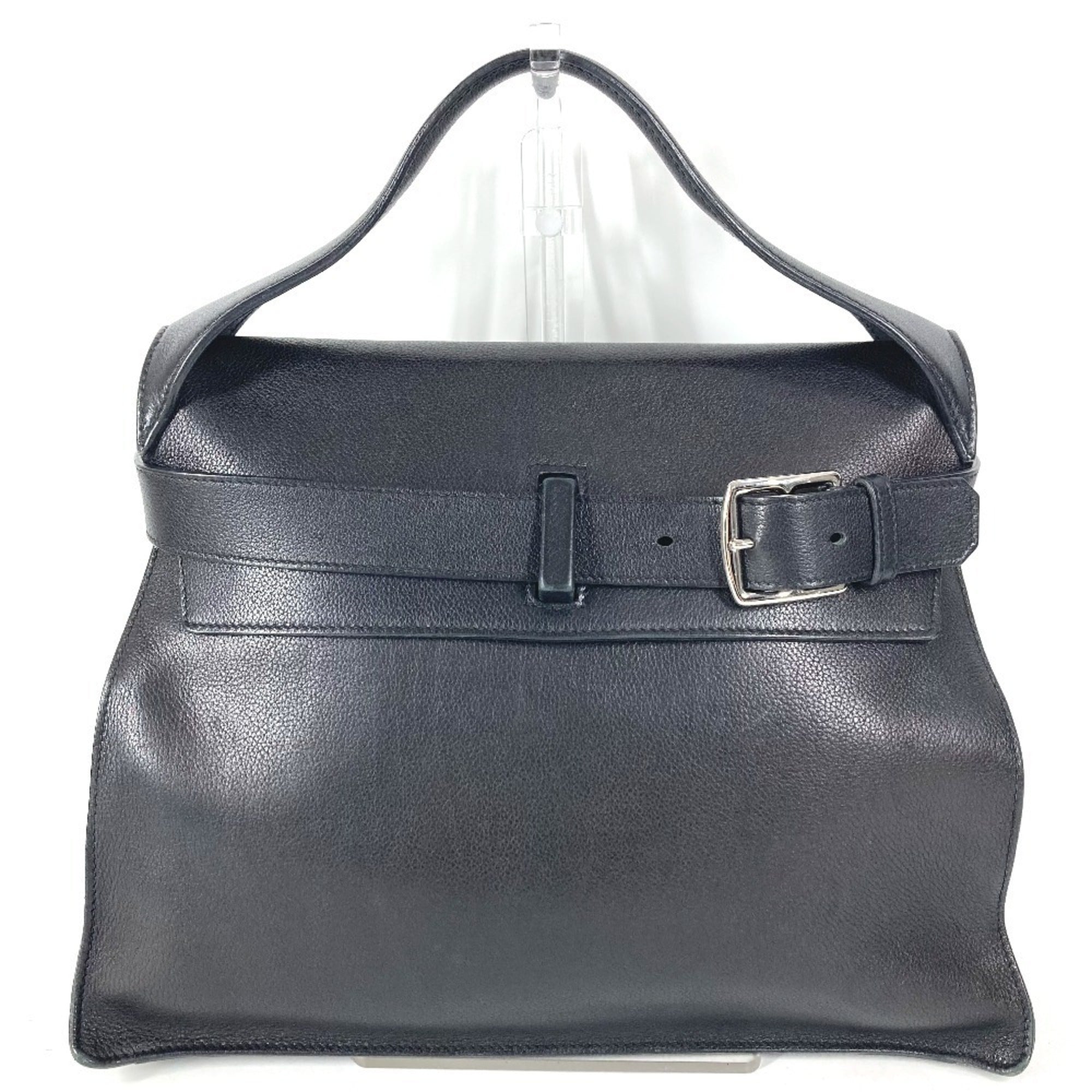 Hermes Black Leather Handbag Tote Bag (Pre-Owned)