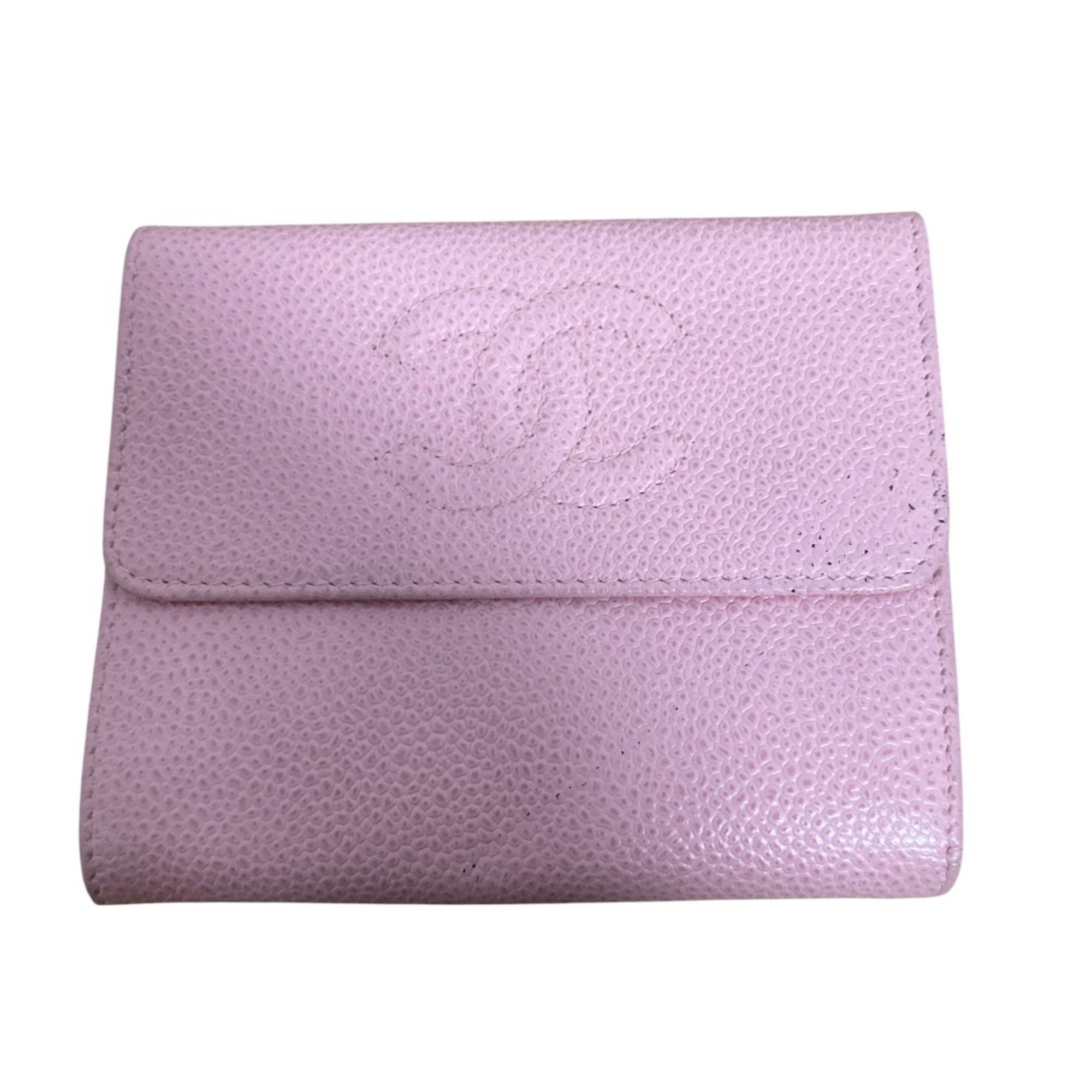 Chanel Pink Grained Calfskin Wallet (Tri-Fold) (Pre-Owned)