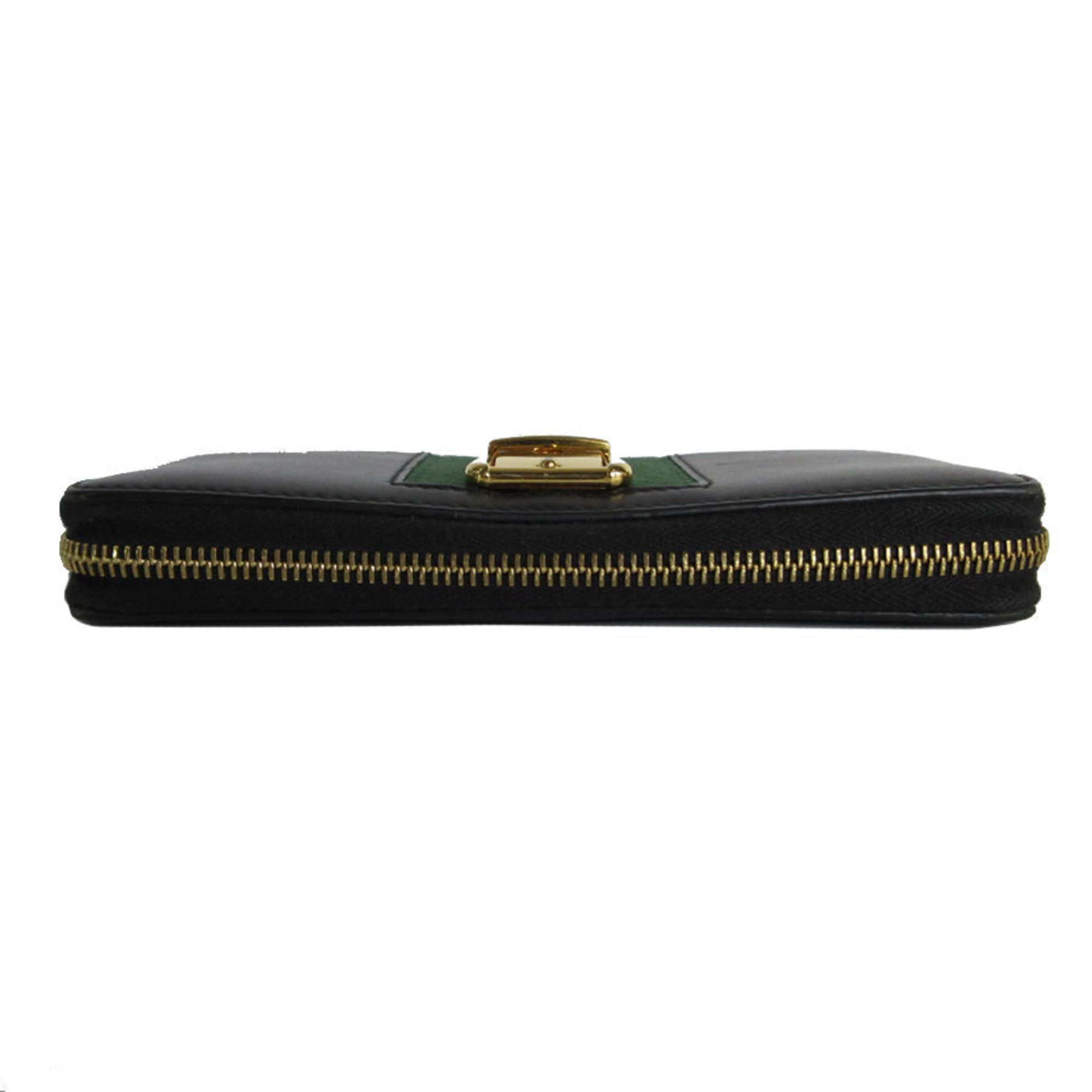 Gucci Black Gold Metal Leather Coin Purse/Coin Case (Pre-Owned)
