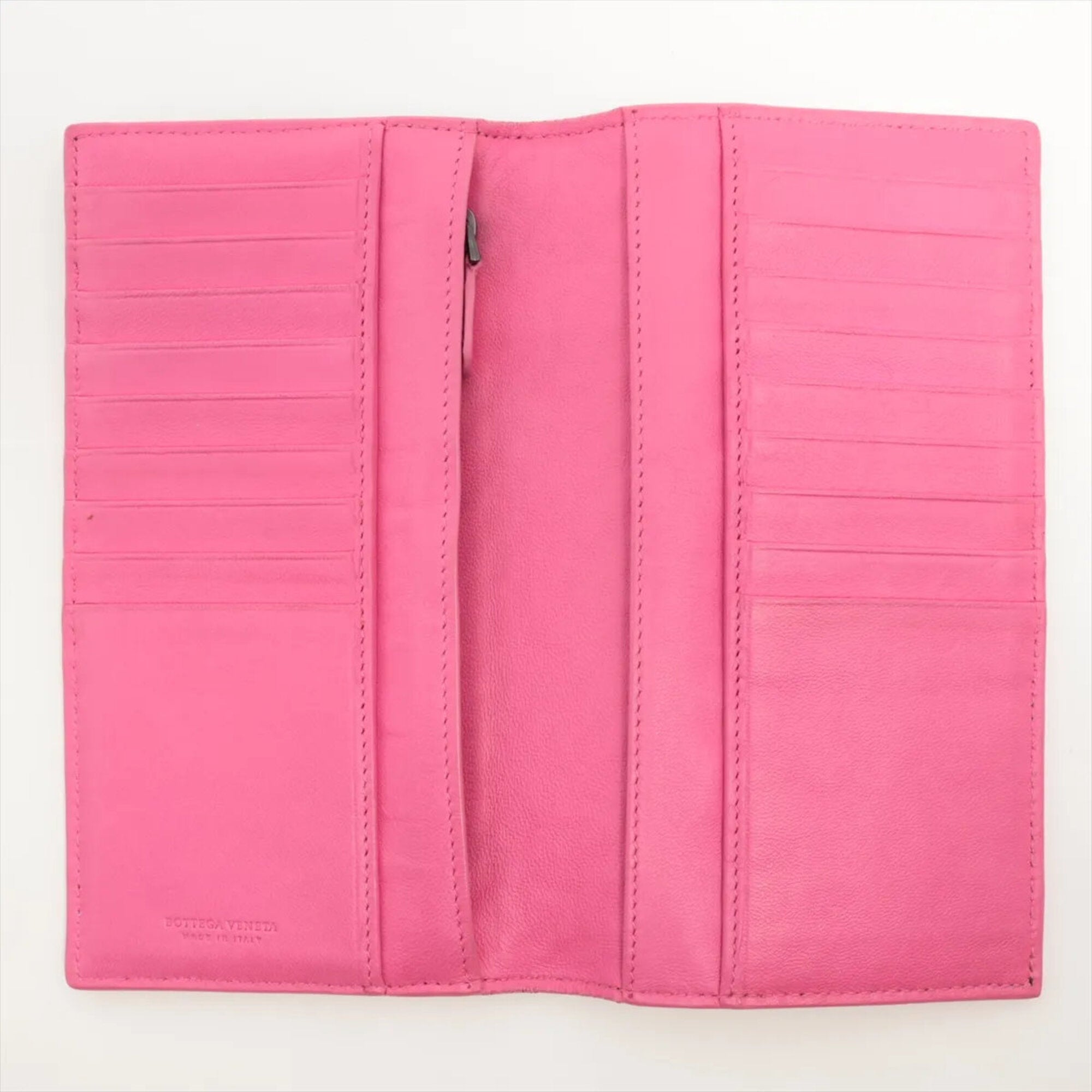 Bottega Veneta Intrecciato Brown Pink Intrecciato Long Wallet (Bi-Fold) (Pre-Owned)