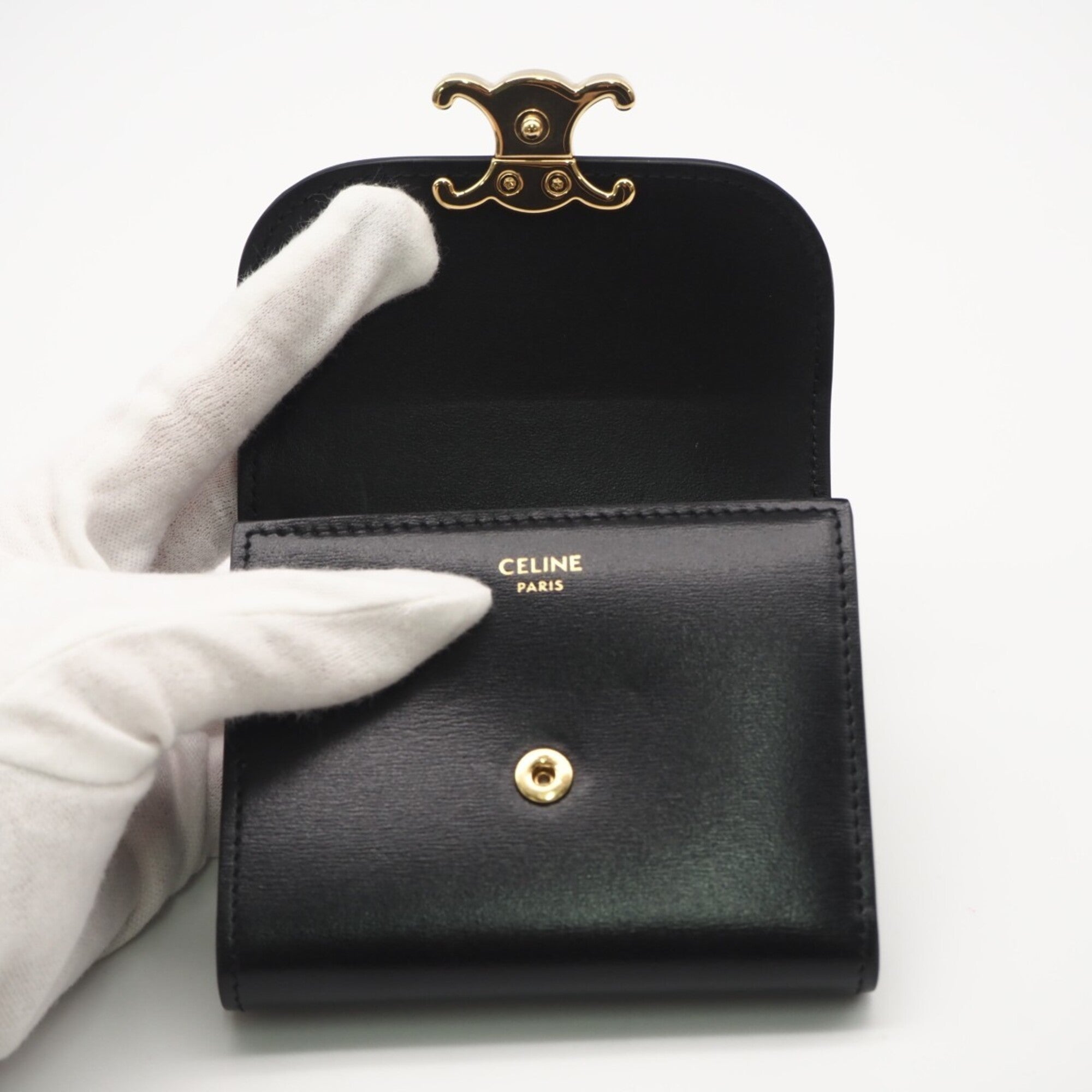 Celine Black Leather Wallet (Tri-Fold) (Pre-Owned)