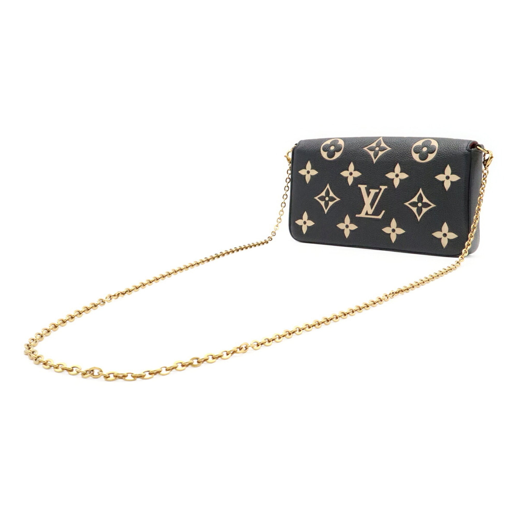Louis Vuitton Beige Black Monogram Empreinte Leather Clutch Bag Pochette Shoulder Bag (Pre-Owned)