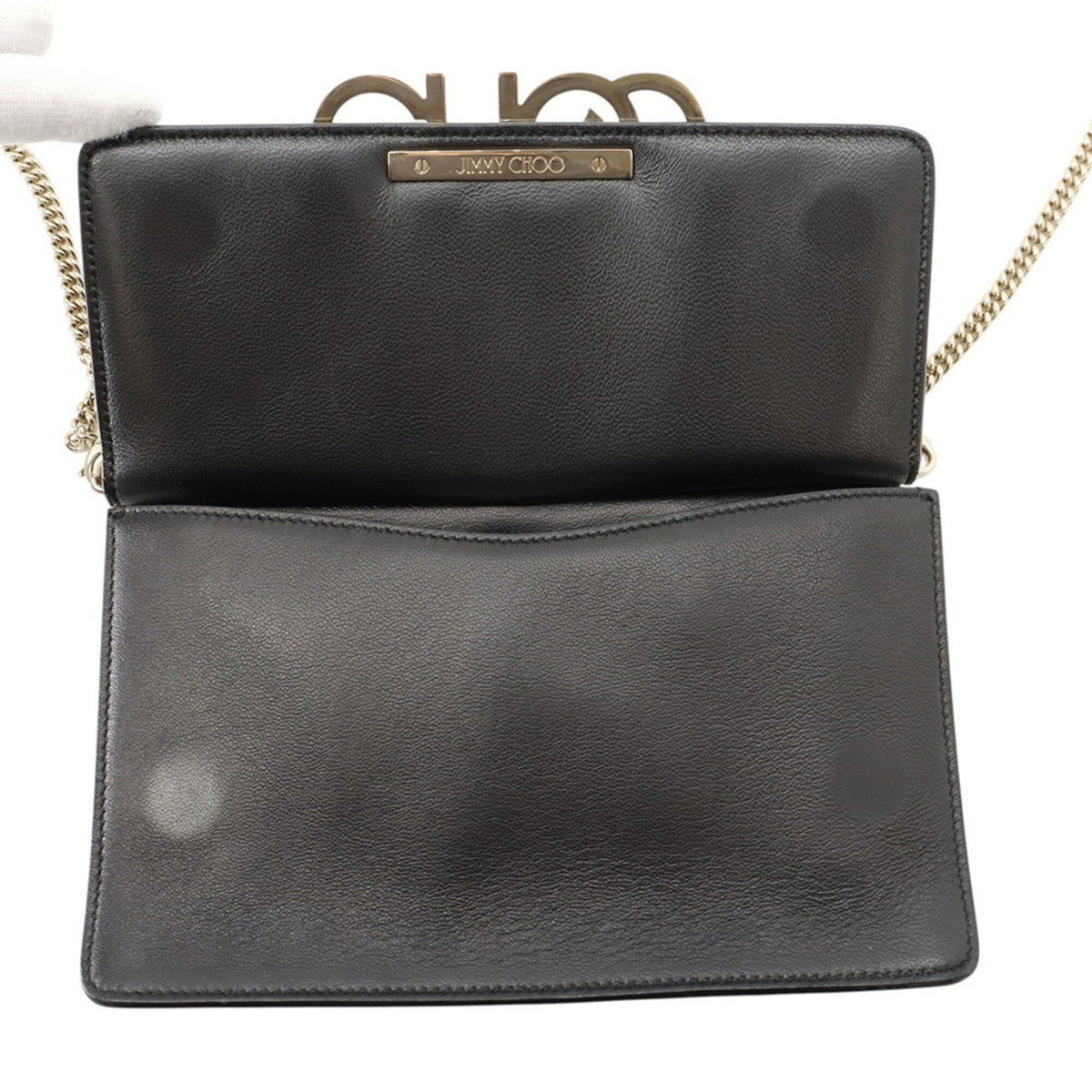 Jimmy Choo Black Leather Handbag Shoulder Bag (Pre-Owned)