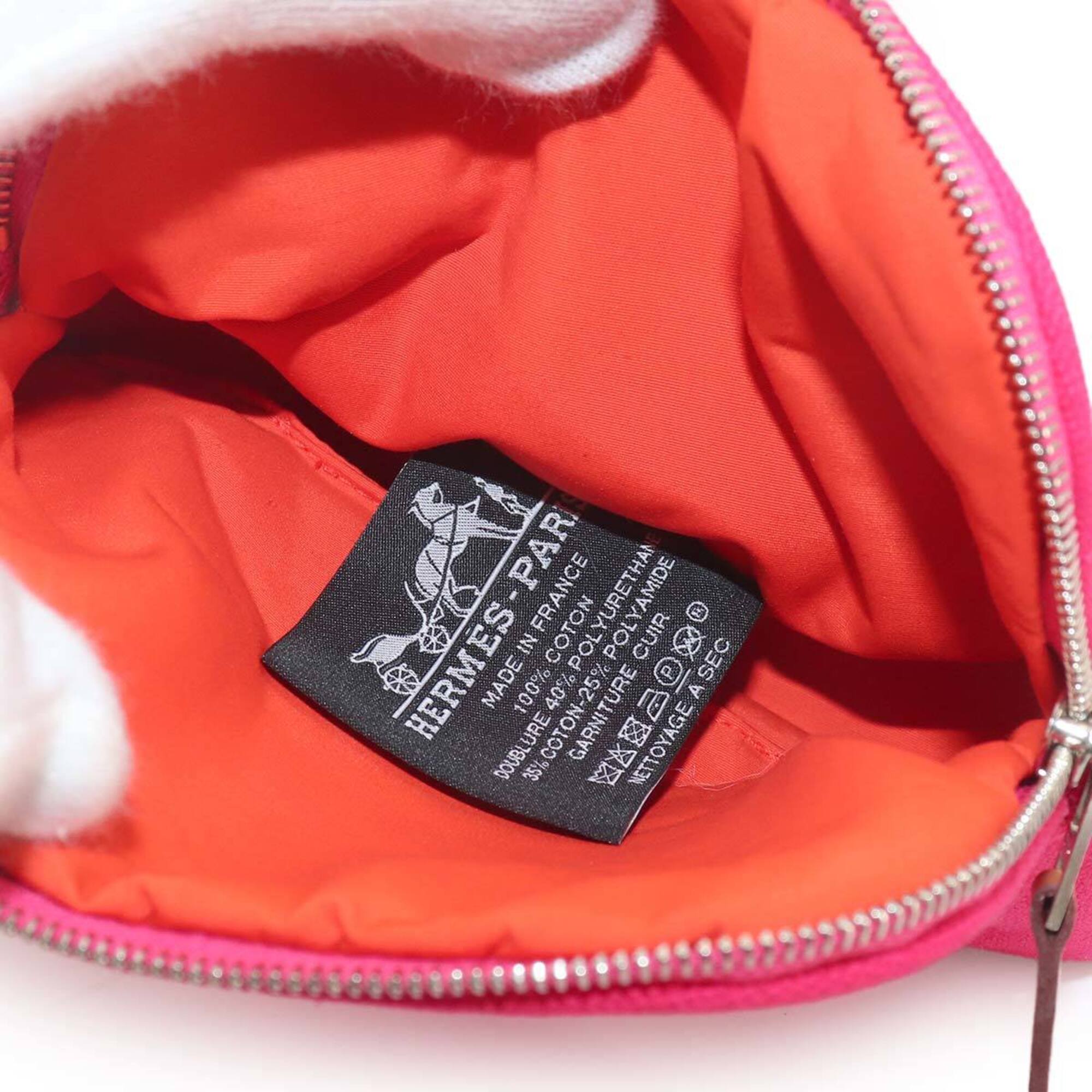 Hermes Pink Cotton Canvas Leather Pouch (Pre-Owned)