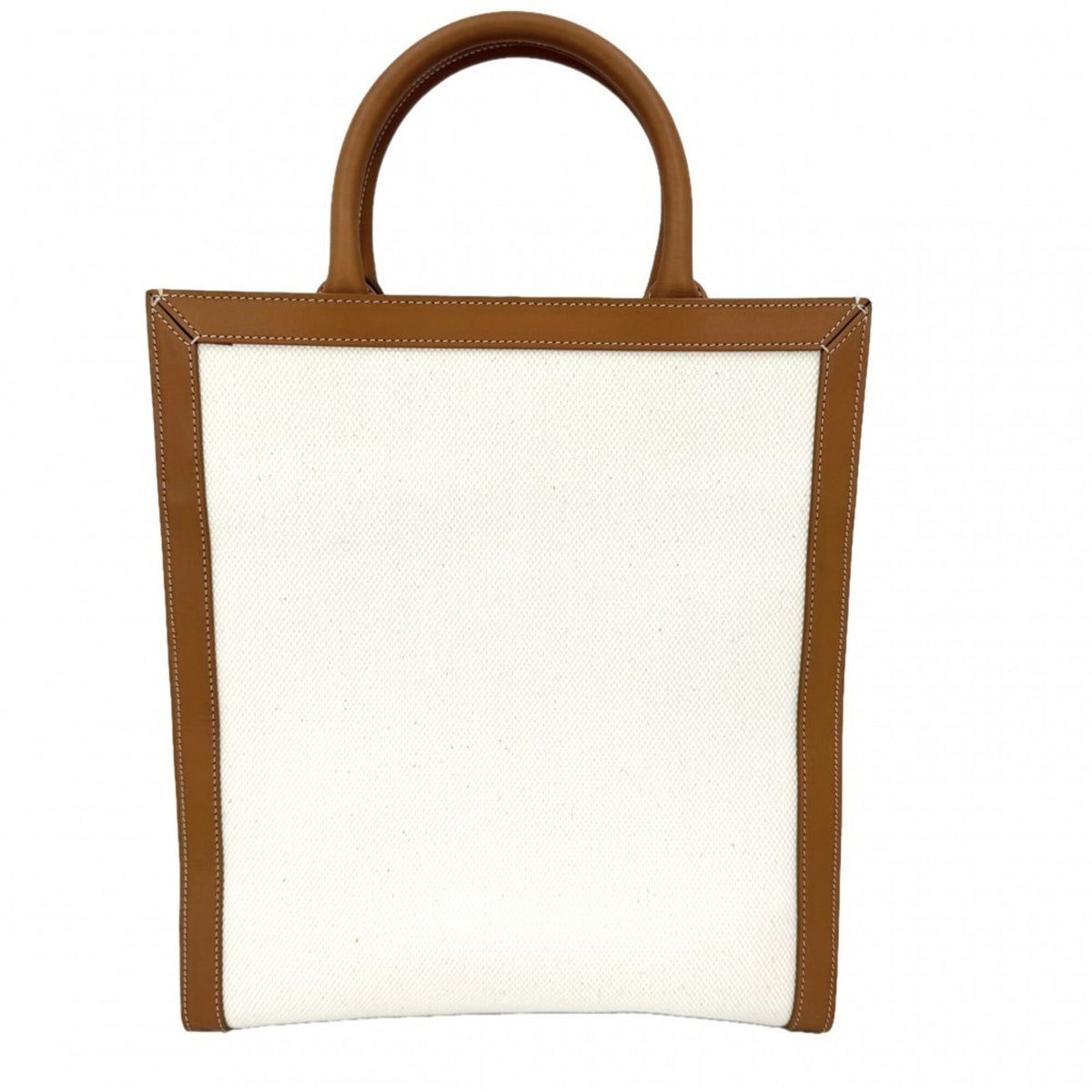 Celine Brown Ivory Canvas Leather Handbag Shoulder Bag Tote Bag (Pre-Owned)