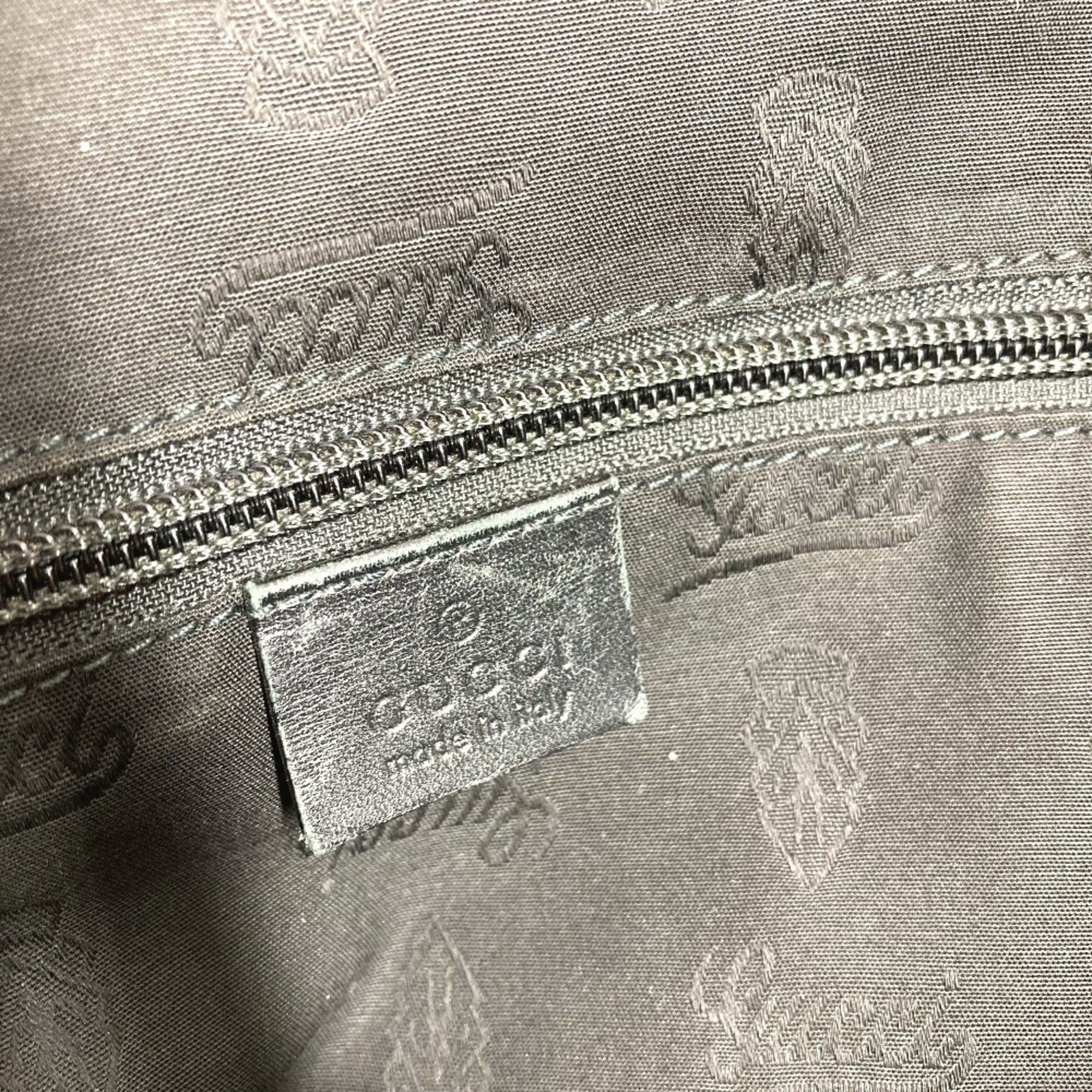 Gucci Gg Imprimé Black Leather Gg Imprimé Boston Bag Shoulder Bag Tote Bag (Pre-Owned)