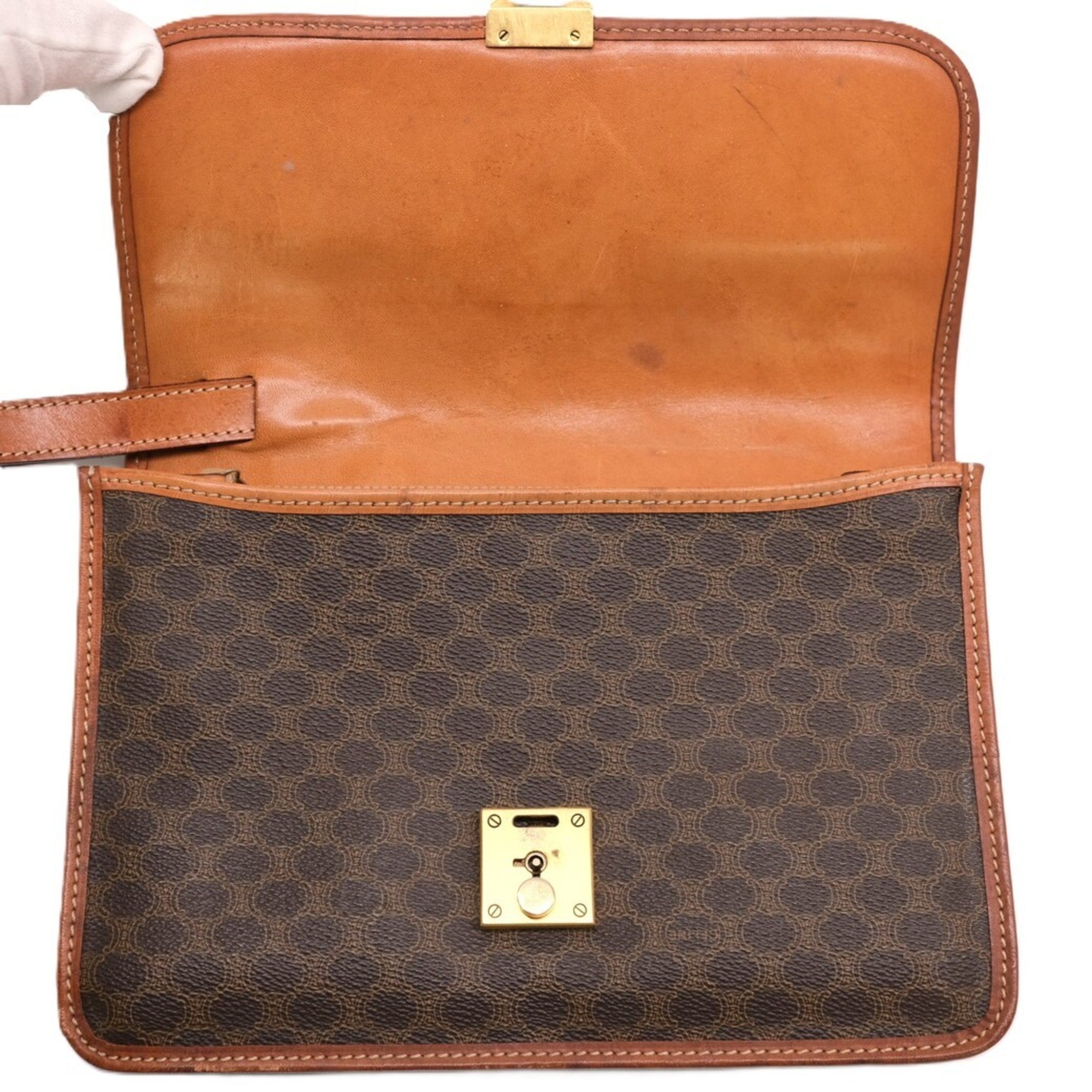 Celine Brown Pvc Leather Clutch Bag (Pre-Owned)
