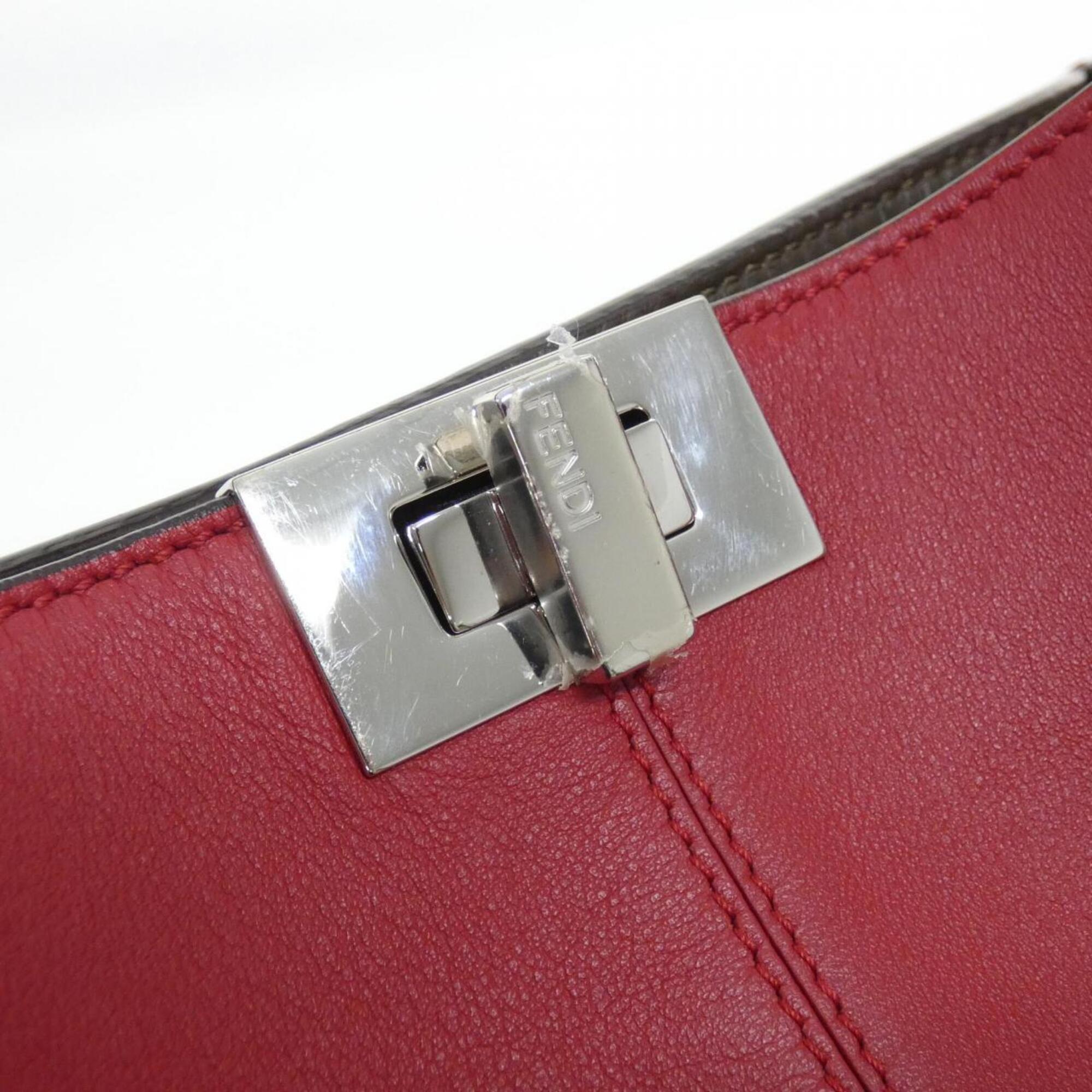 Fendi Red Color Leather Handbag (Pre-Owned)