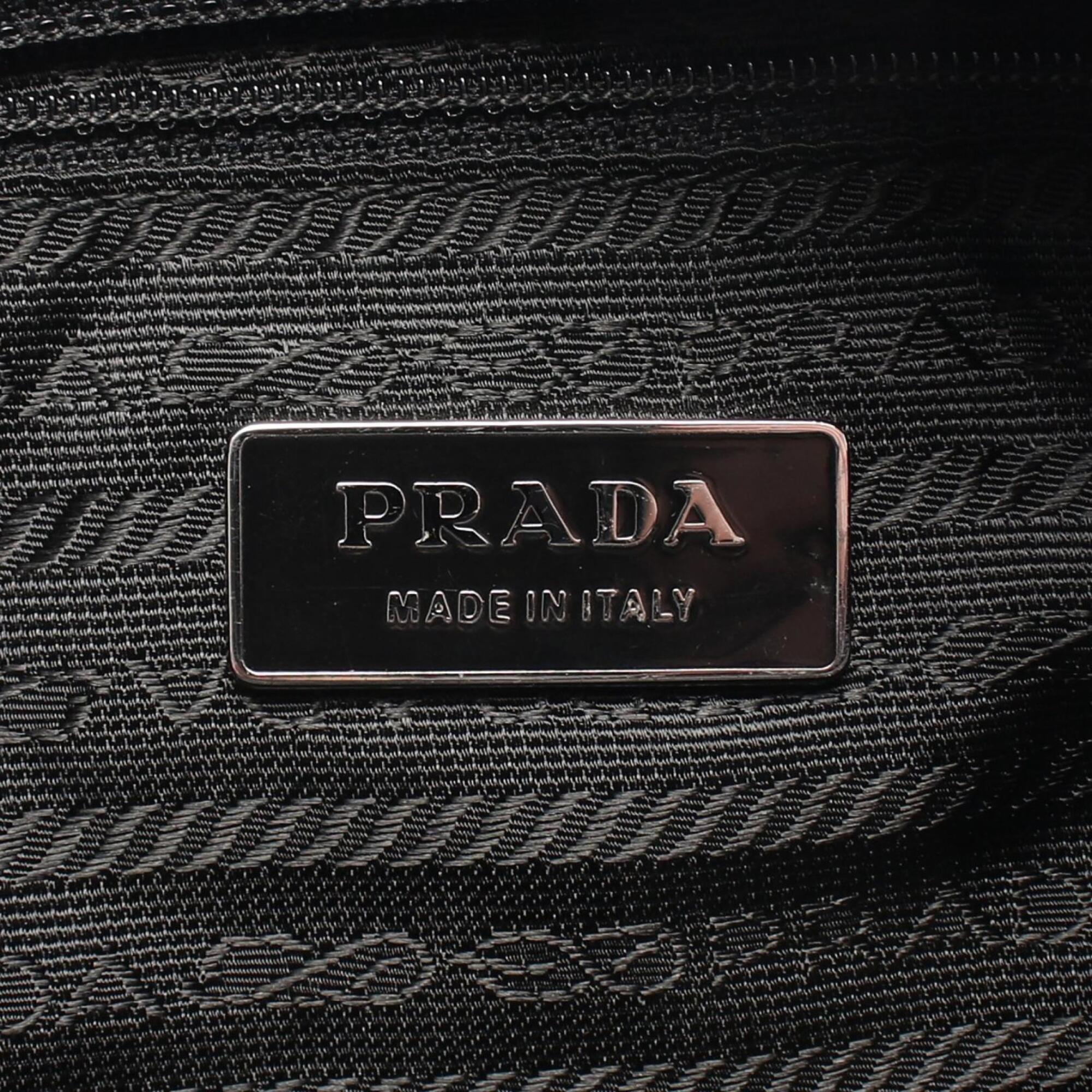 Prada Brown Nylon Leather Handbag Shoulder Bag (Pre-Owned)