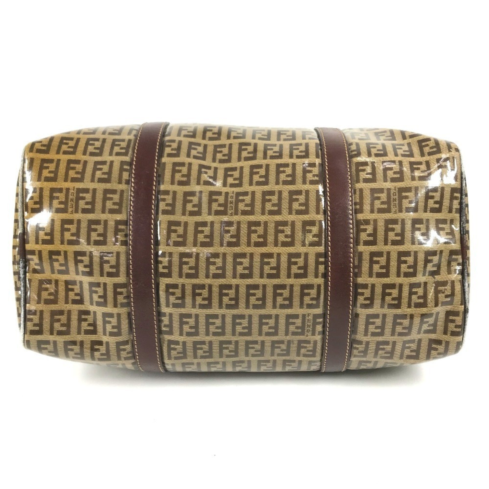 Fendi Brown Zucca Boston Bag Handbag (Pre-Owned)
