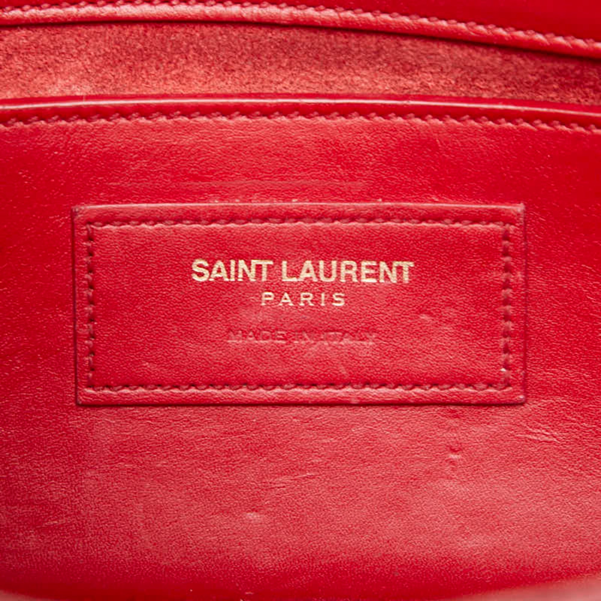 Saint Laurent Gold Red Color Leather Shoulder Bag (Pre-Owned)