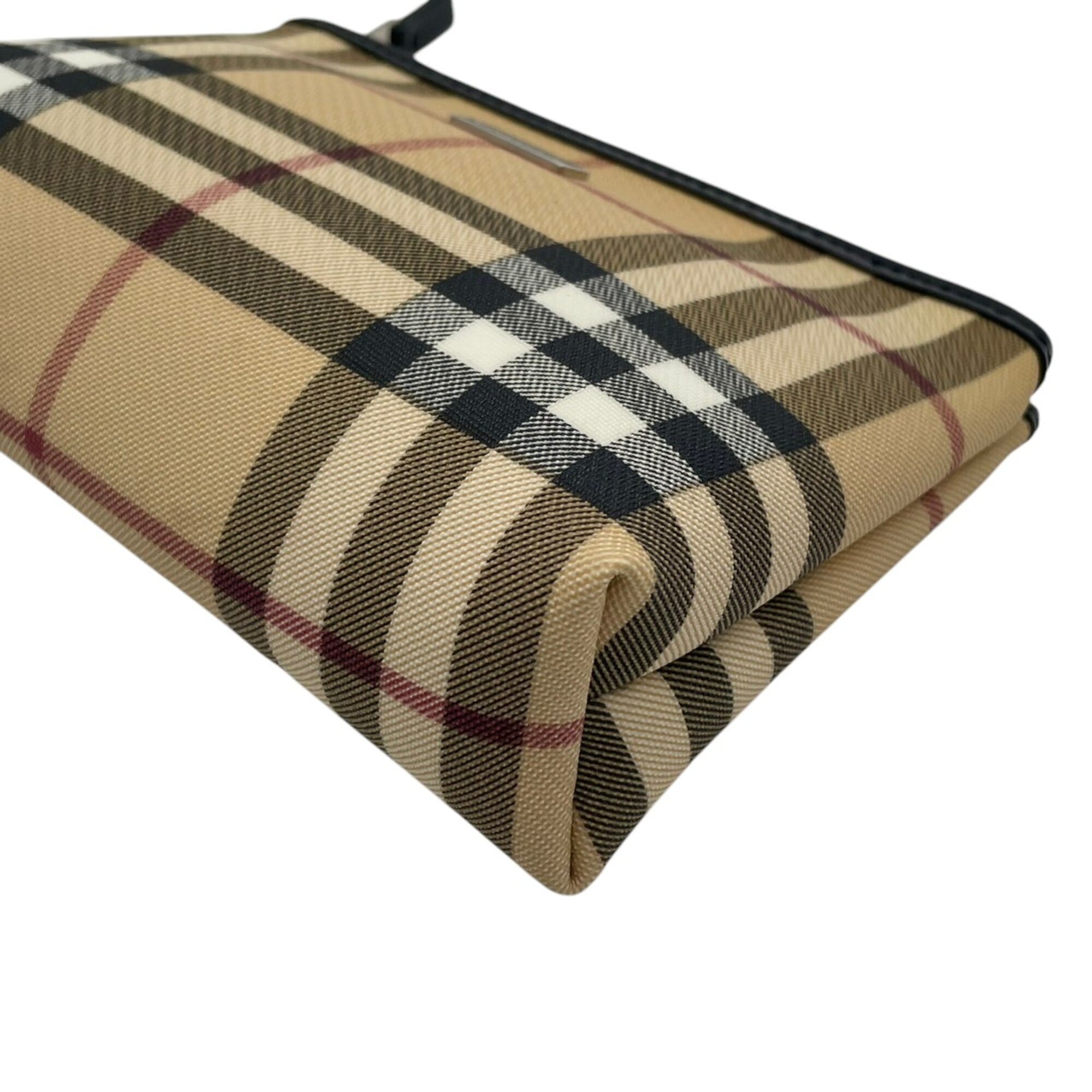 Burberry Beige Black Pvc Leather Pouch (Pre-Owned)