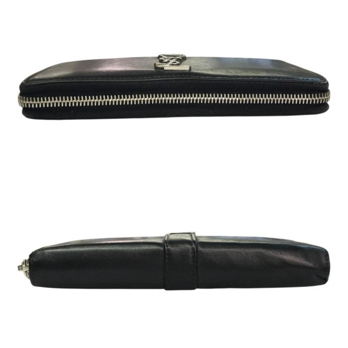 Saint Laurent Black Leather Long Wallet (Bi-Fold) (Pre-Owned)