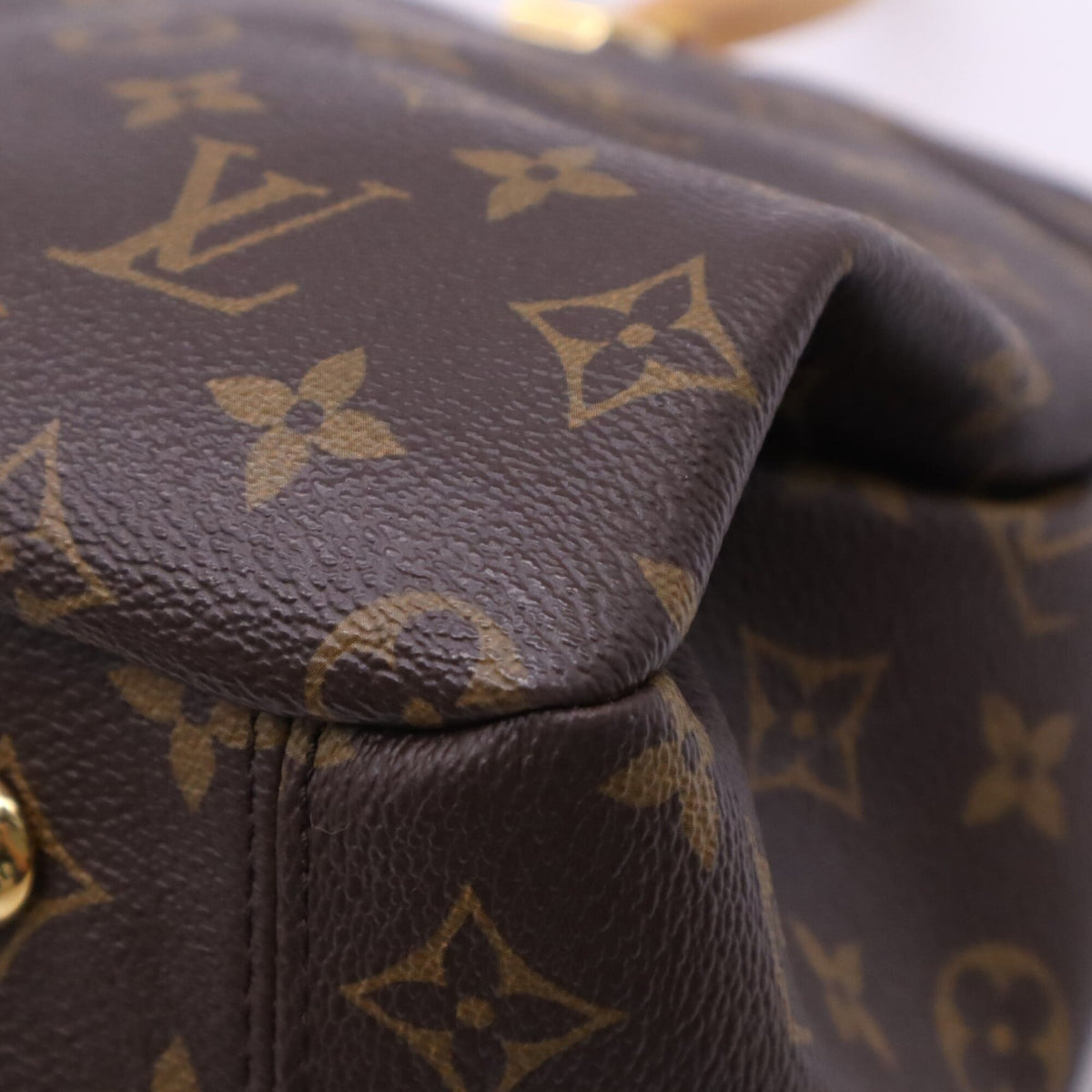 Louis Vuitton Beige Brown Coated Canvas Leather Handbag (Pre-Owned)