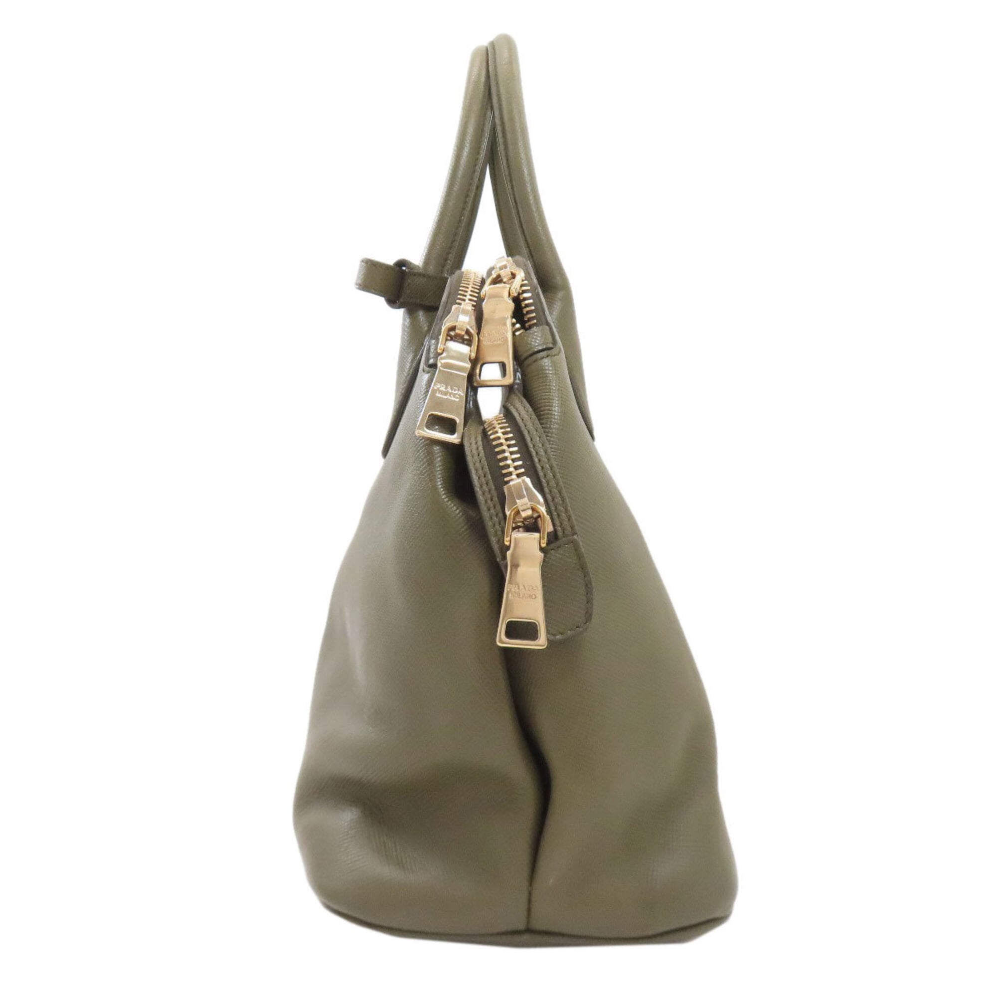 Prada Saffiano Green Saffiano Handbag (Pre-Owned)