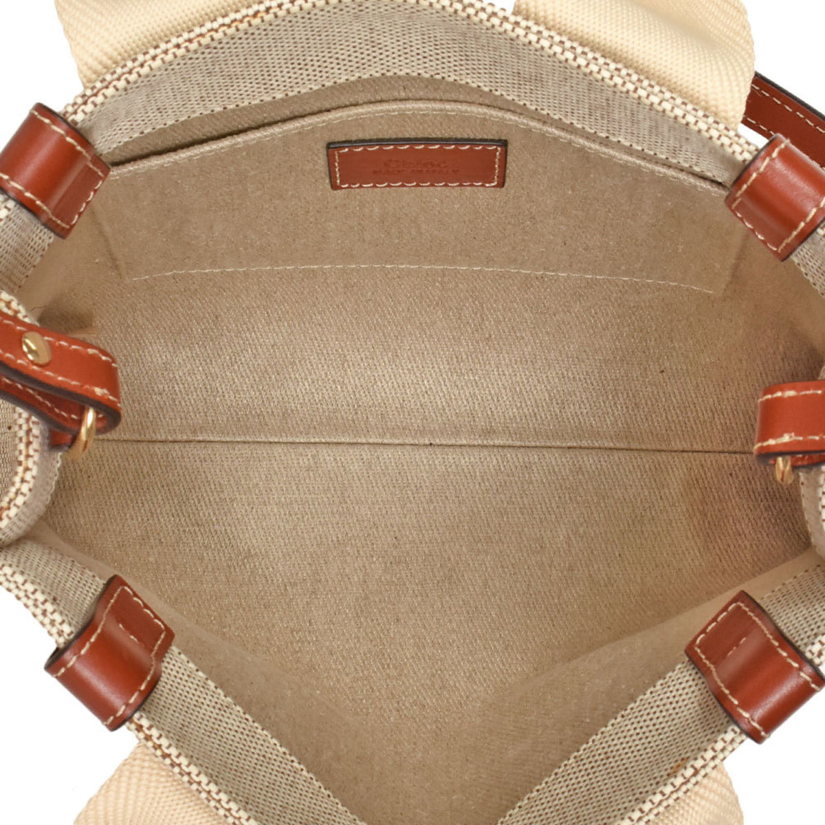 Chloé Brown White Cotton Shoulder Bag (Pre-Owned)