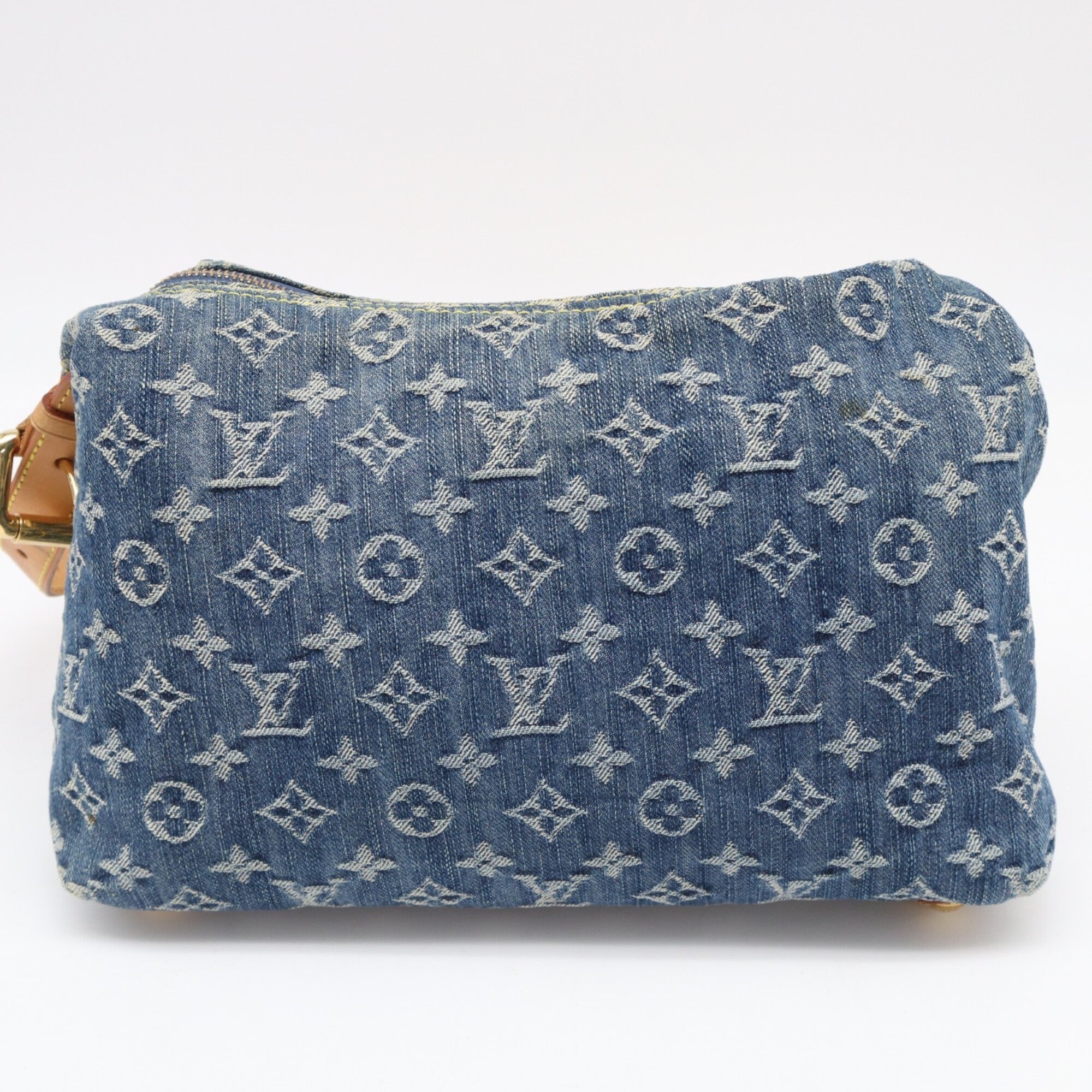 Louis Vuitton Monogram Denim Beige Blue Cotton Leather Shoulder Bag (Pre-Owned)