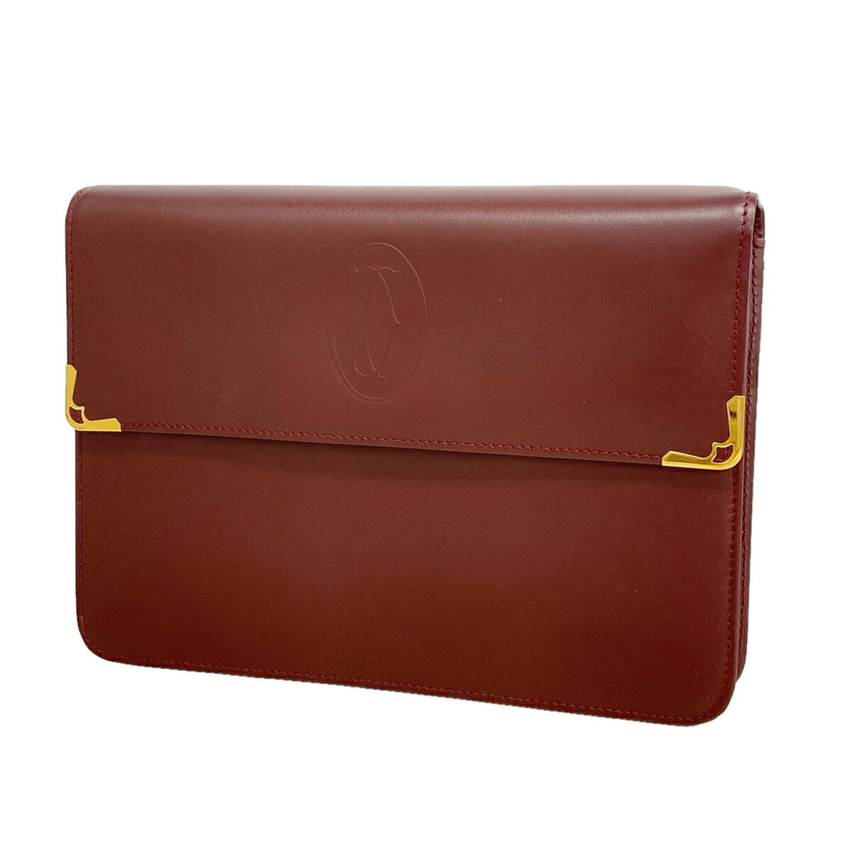 Cartier Bordeaux Leather Clutch Bag (Pre-Owned)
