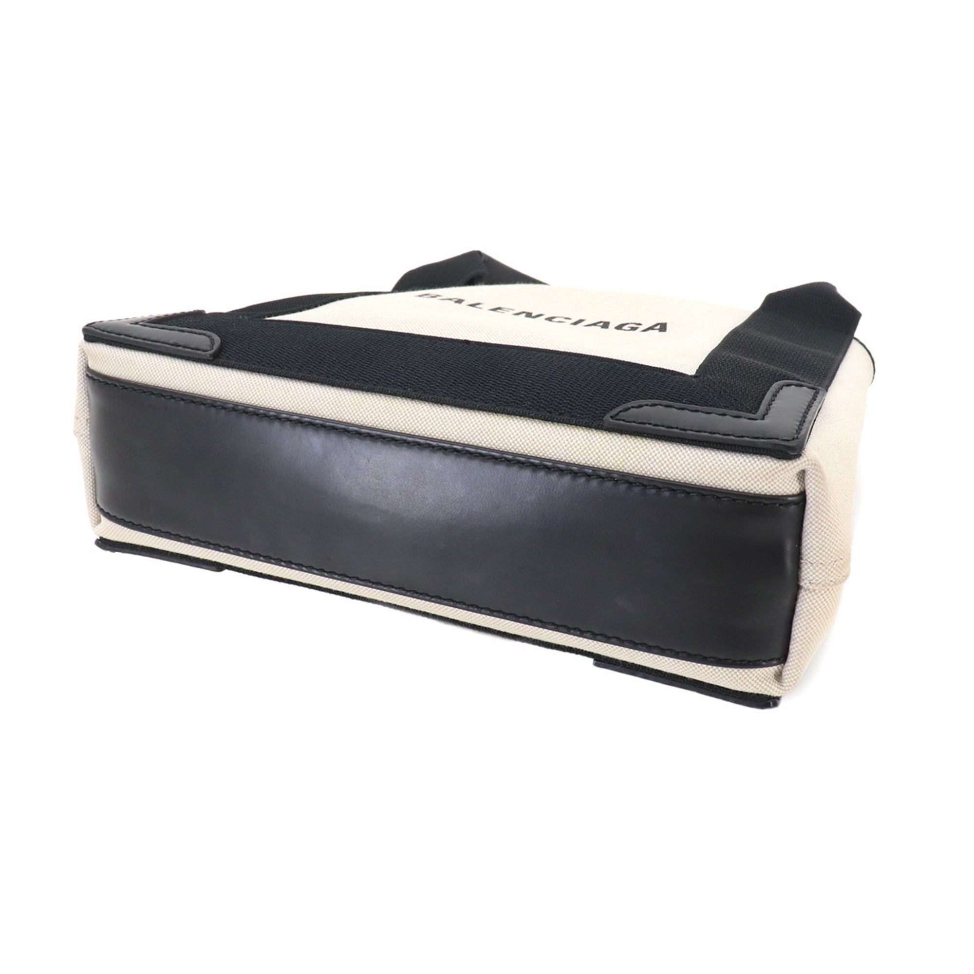 Balenciaga Black White Canvas Leather Handbag Tote Bag (Pre-Owned)