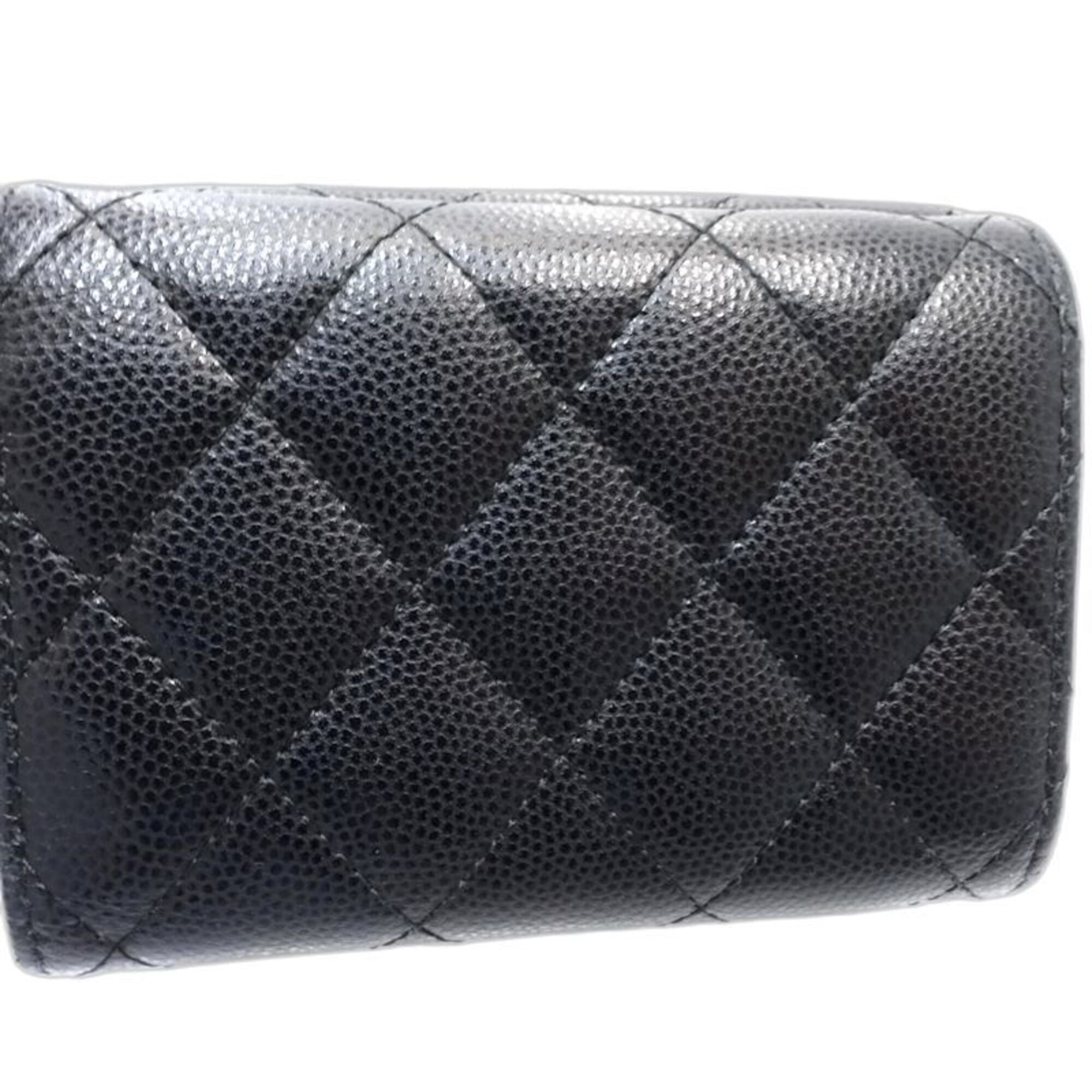 Chanel Black Grained Calfskin Wallet (Tri-Fold) (Pre-Owned)
