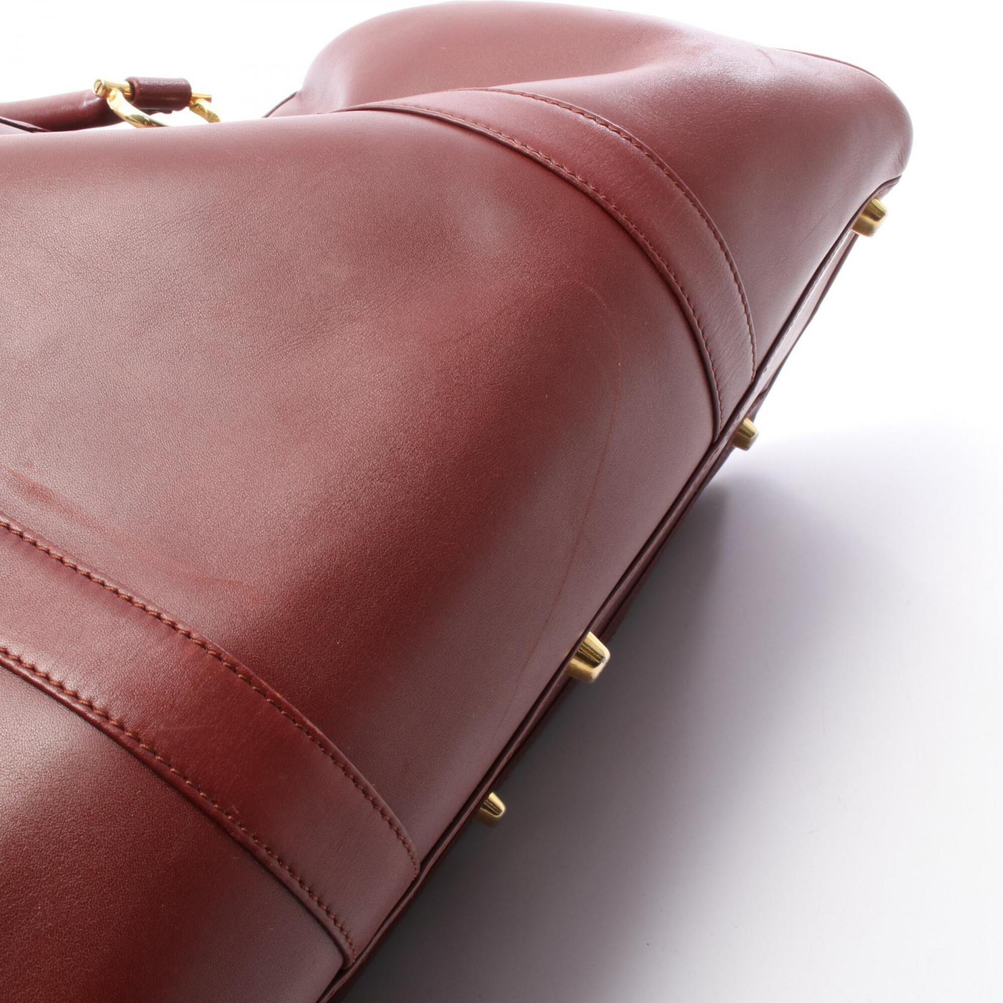 Cartier Bordeaux Leather Boston Bag Handbag (Pre-Owned)