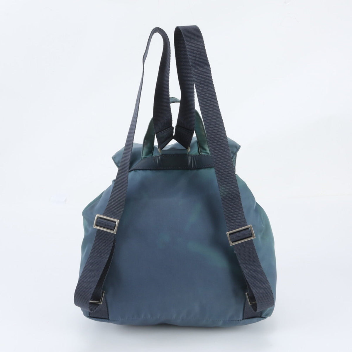 Prada Blue Leather Nylon Backpack Shoulder Bag (Pre-Owned)
