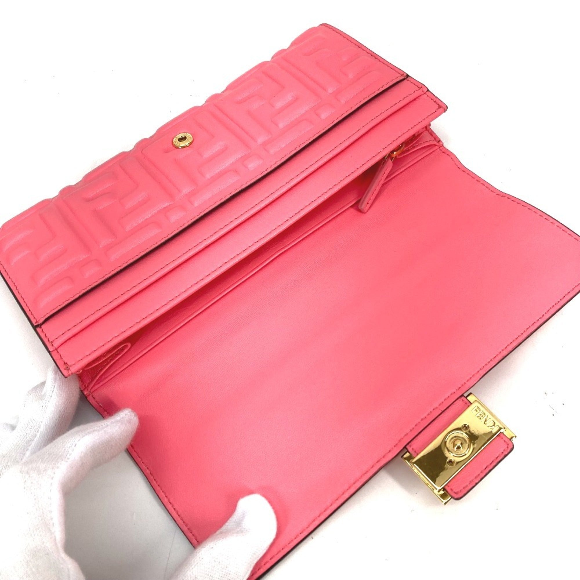 Fendi Pink Leather Long Wallet (Bi-Fold) (Pre-Owned)