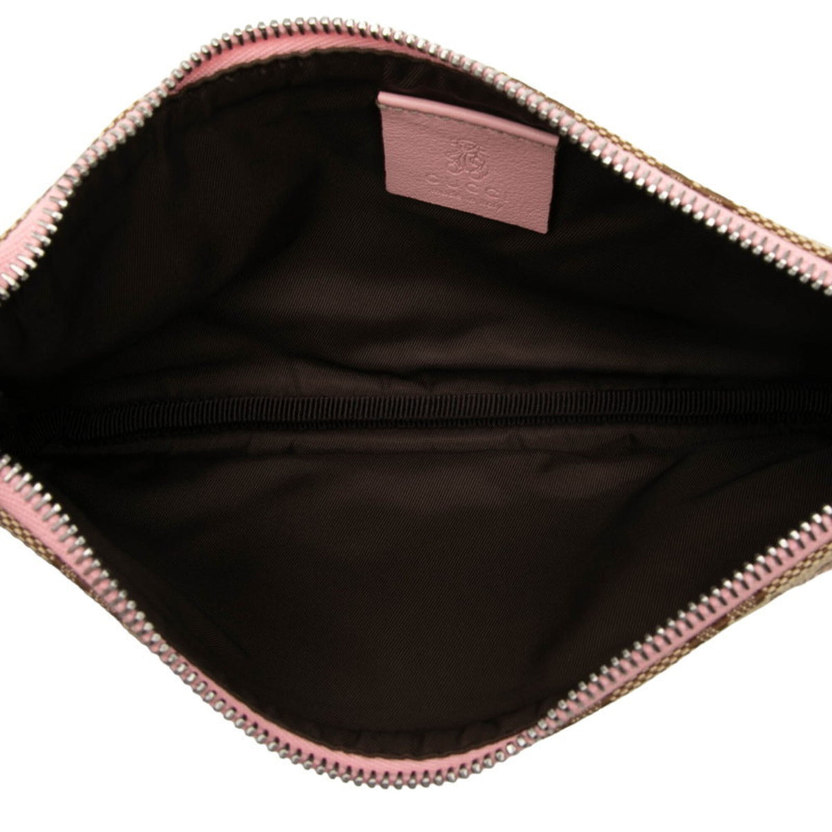 Gucci Beige Pink Canvas Leather Pvc Pouch (Pre-Owned)