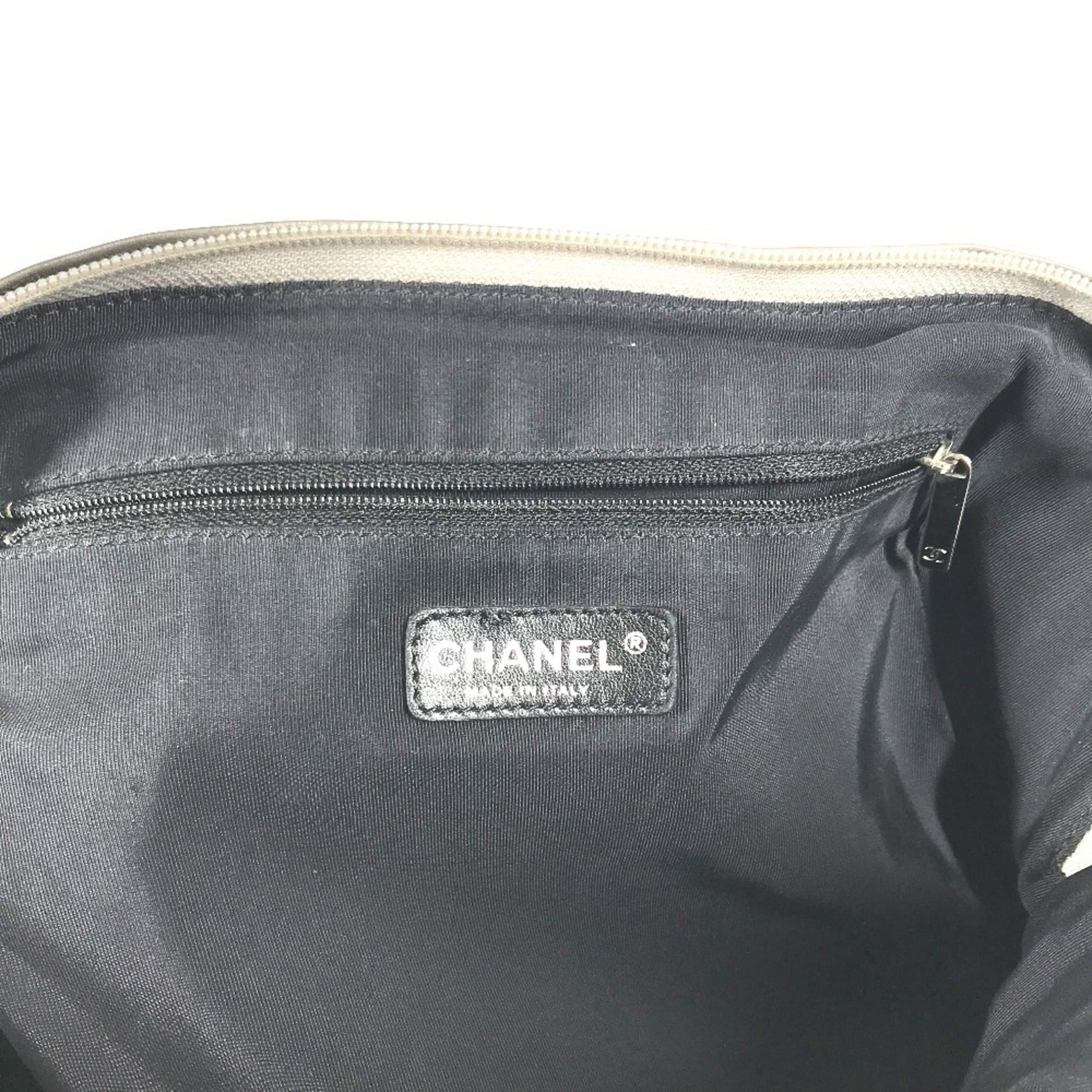 Chanel Unlimited Black Silver Nylon Canvas Handbag Shoulder Bag Tote Bag (Pre-Owned)