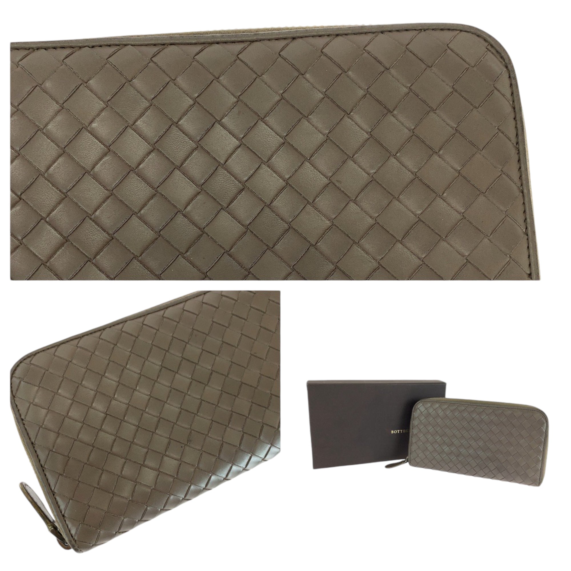 Bottega Veneta Intrecciato Brown Leather Long Wallet (Bi-Fold) (Pre-Owned)
