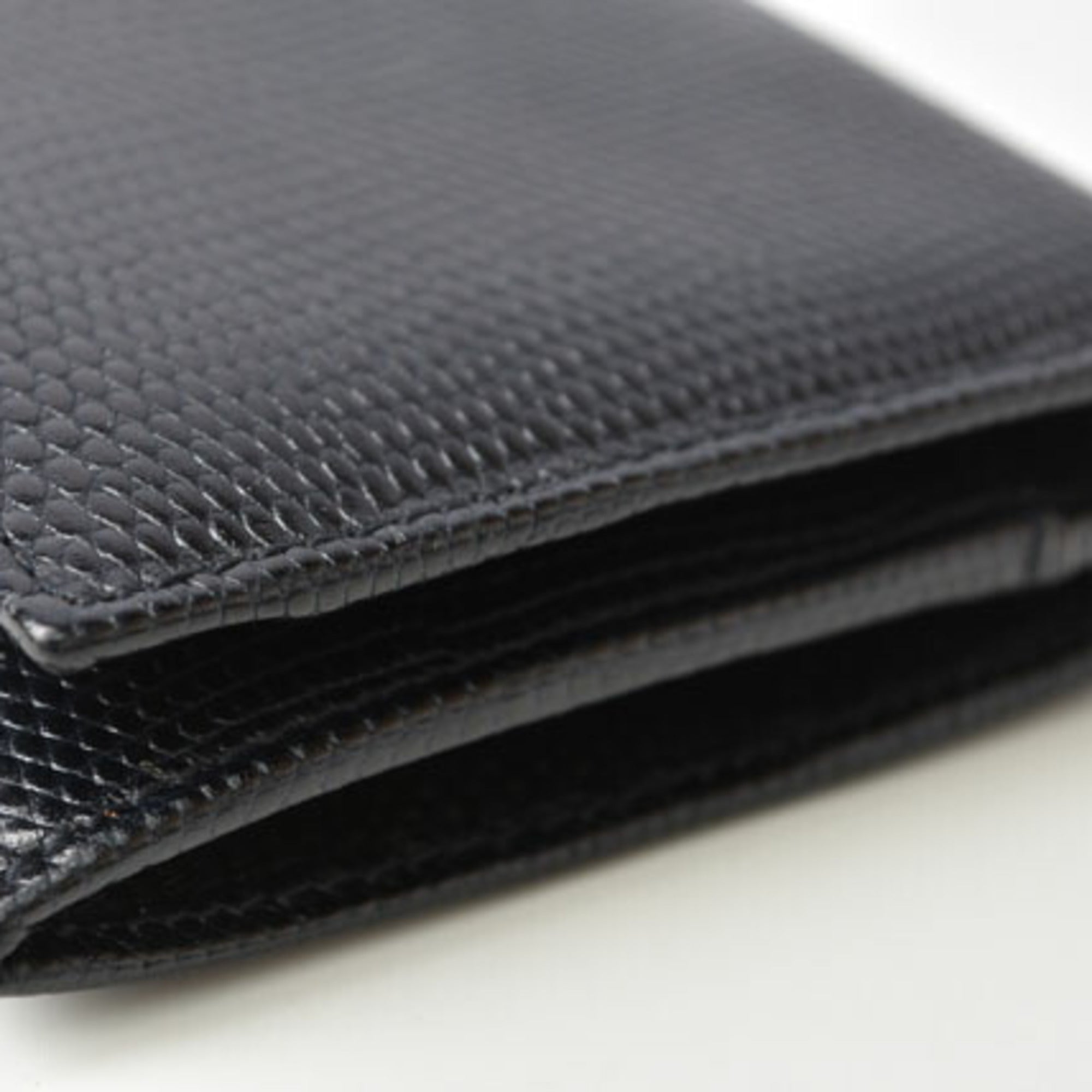 Salvatore Ferragamo Dark Navy Leather Long Wallet (Bi-Fold) (Pre-Owned)
