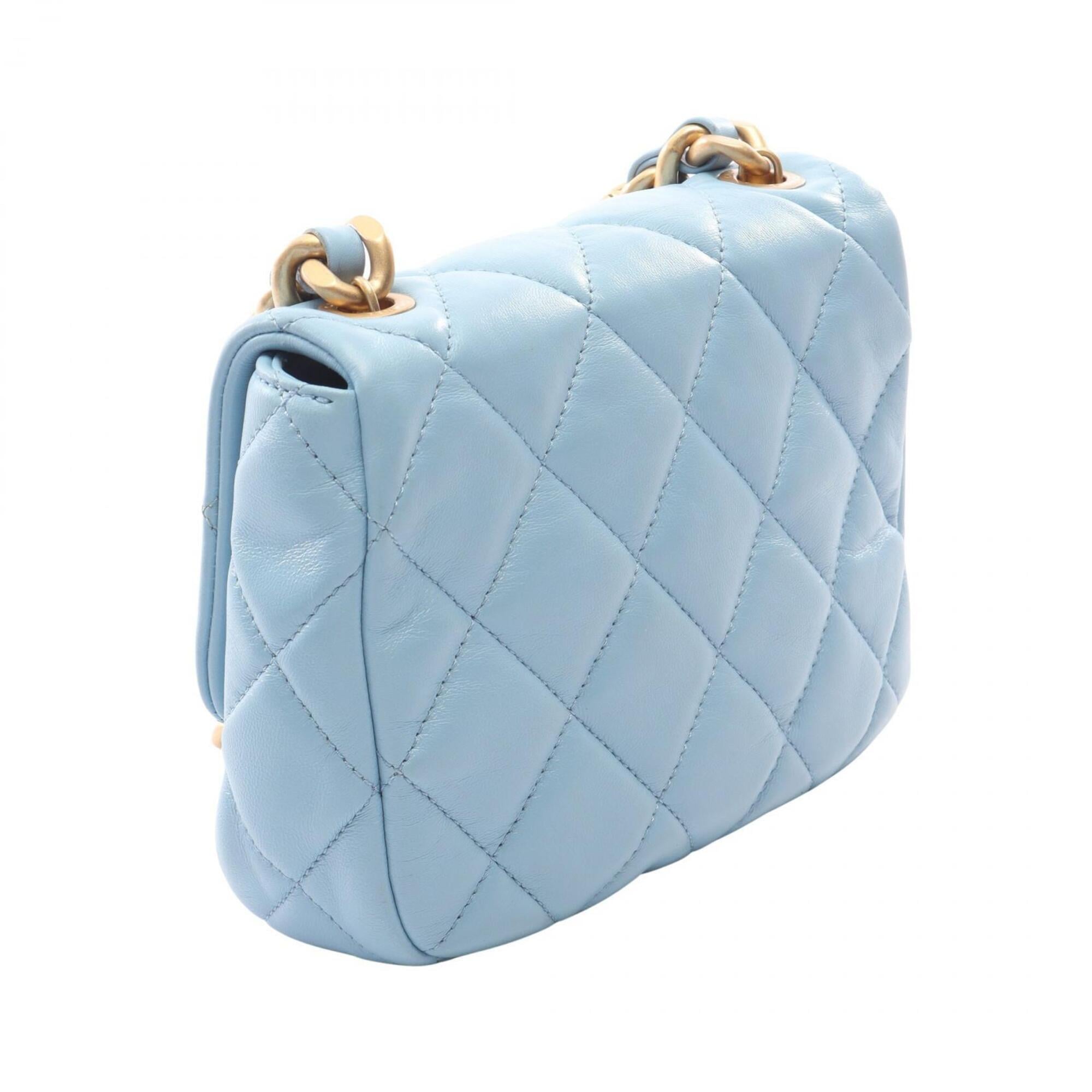 Chanel Blue Leather Handbag Shoulder Bag (Pre-Owned)