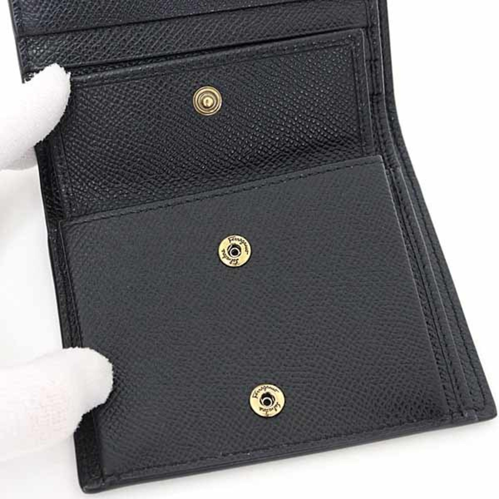 Salvatore Ferragamo Black Leather Wallet (Bi-Fold) (Pre-Owned)
