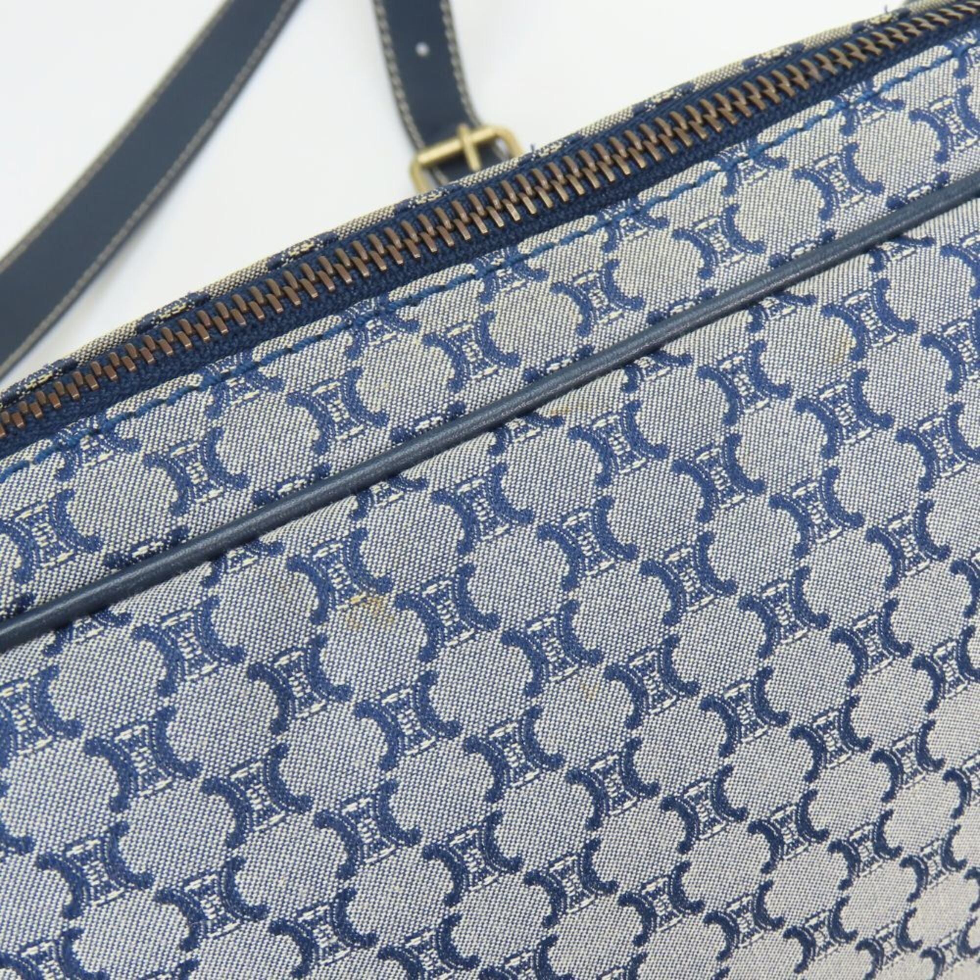 Celine Macadam Navy Canvas Leather Shoulder Bag (Pre-Owned)
