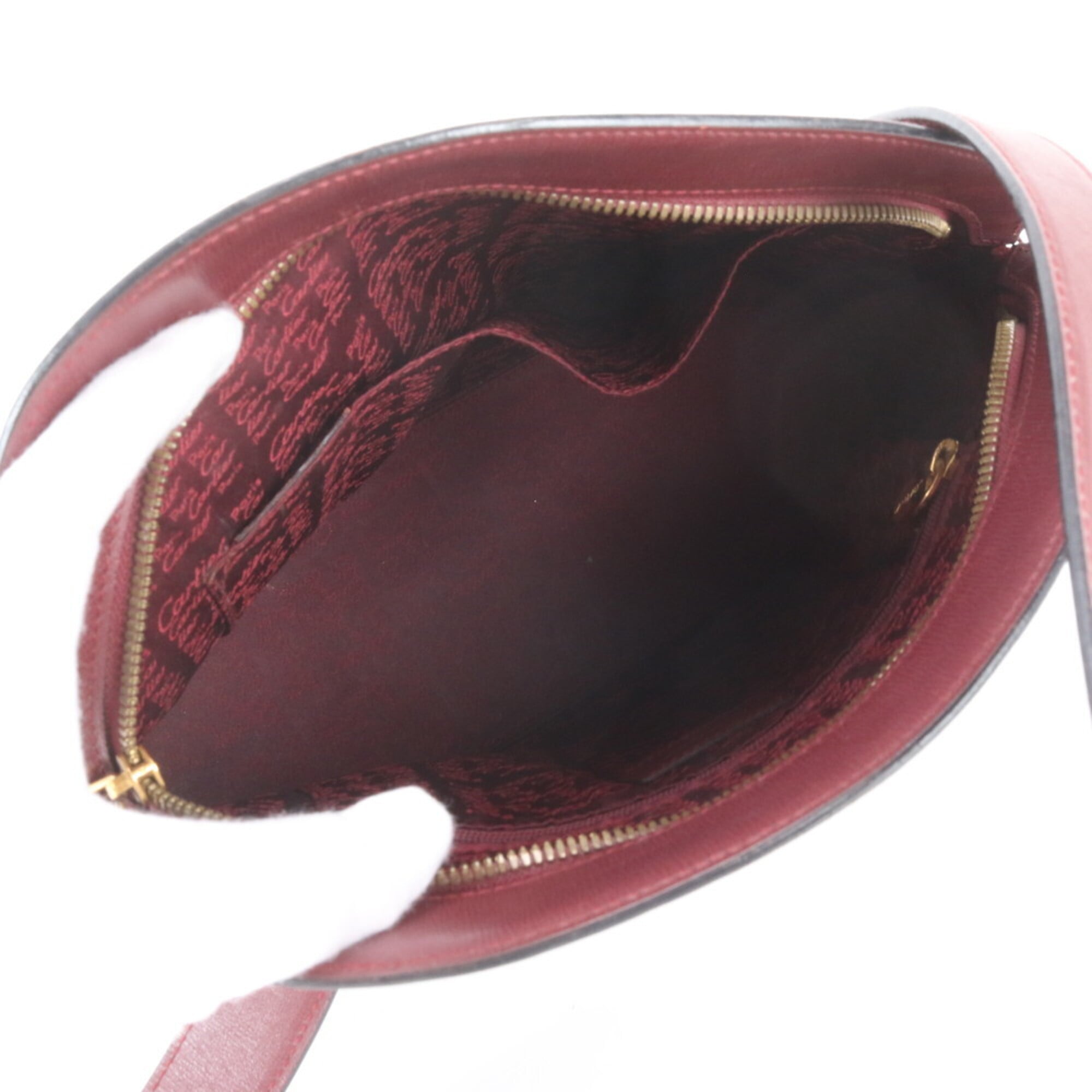 Cartier Wine Red Leather Handbag Shoulder Bag (Pre-Owned)
