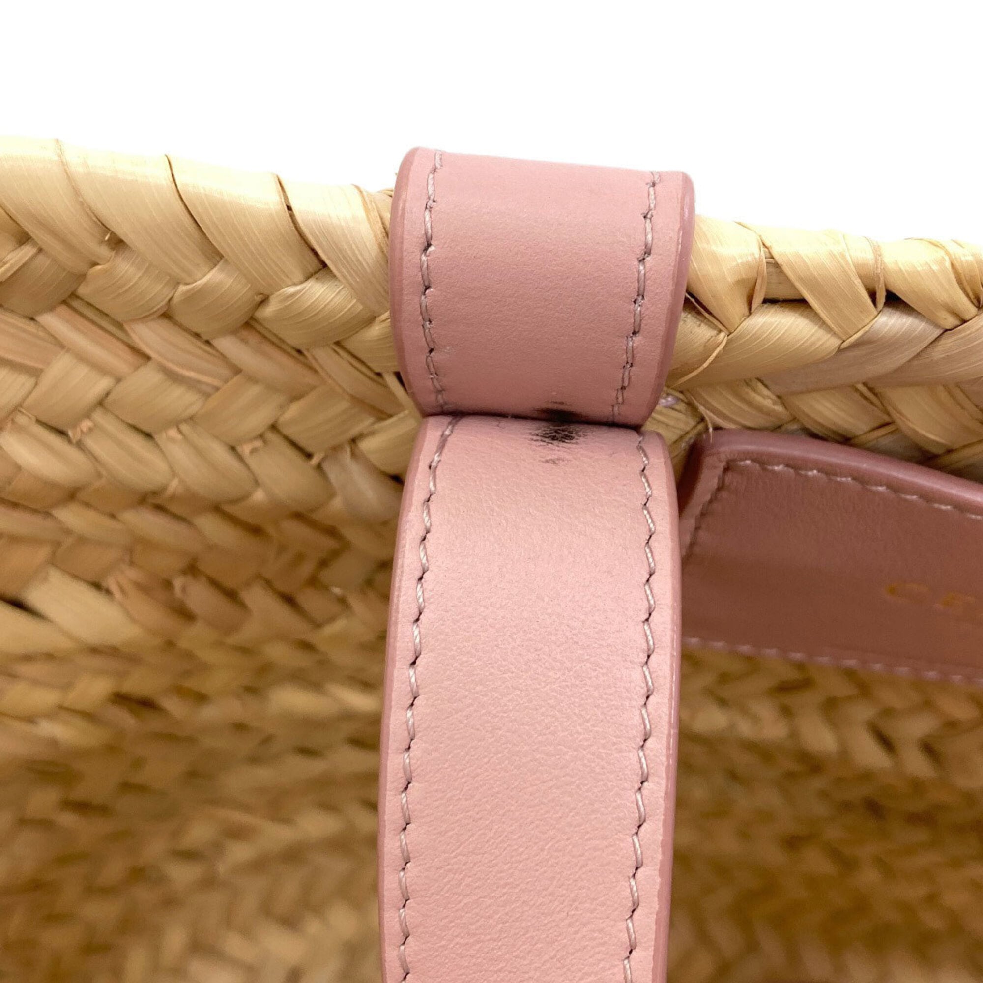 Celine Beige Pink Raffia Handbag (Pre-Owned)