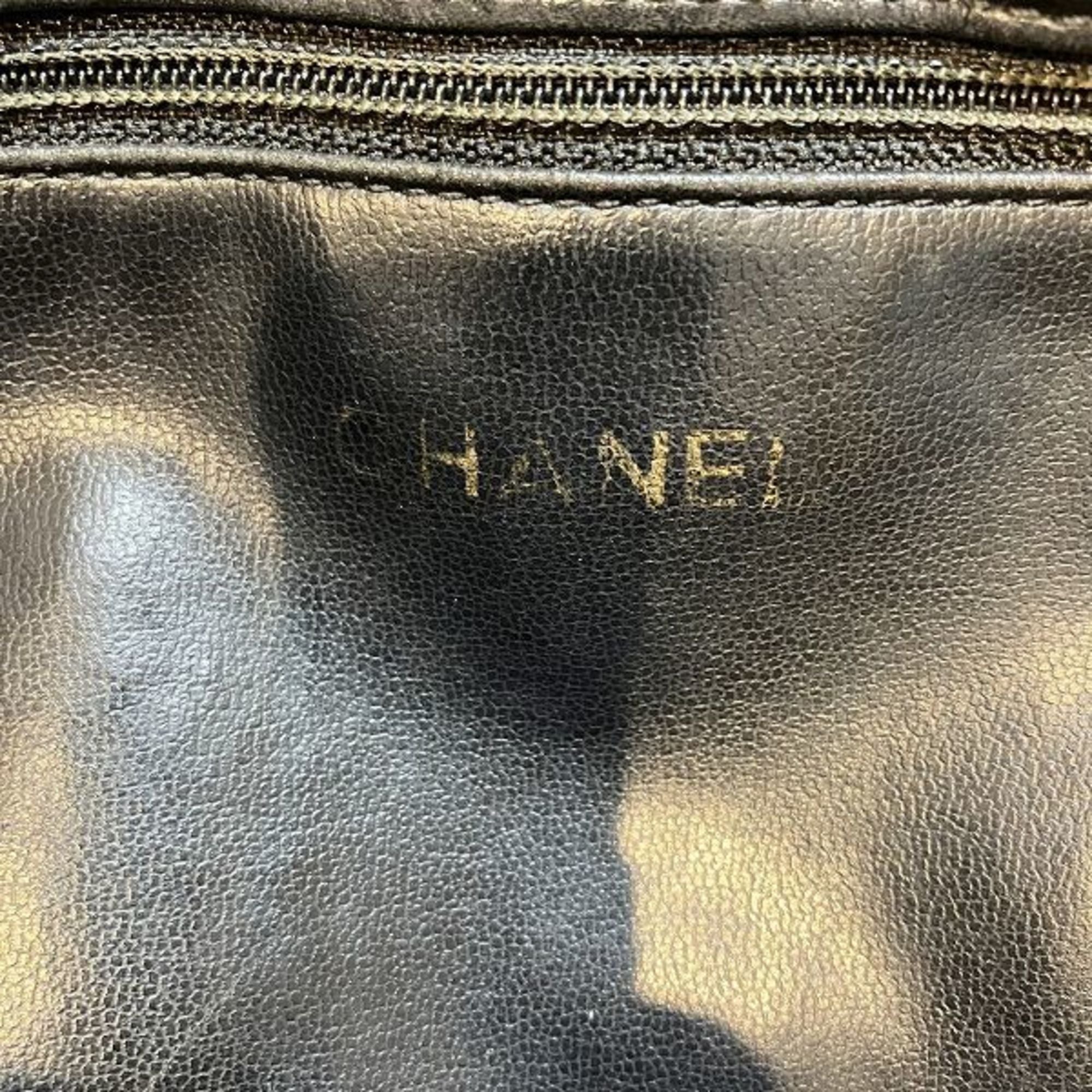 Chanel Bicolor Black Leather Shoulder Bag Tote Bag (Pre-Owned)