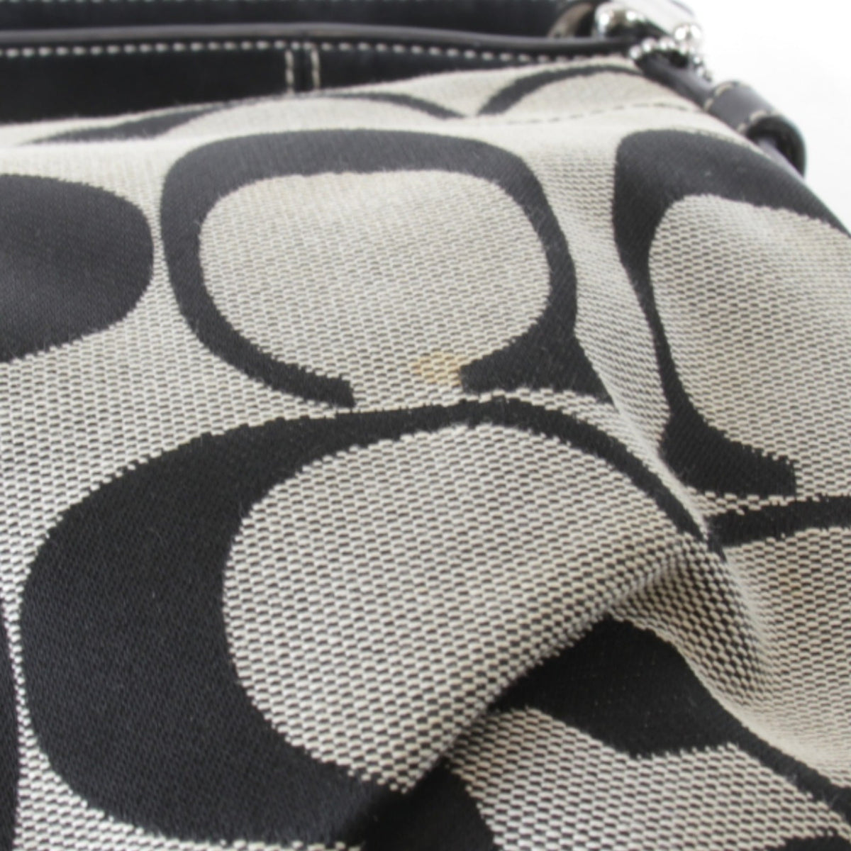 Coach Black Gray Canvas Leather Shoulder Bag (Pre-Owned)