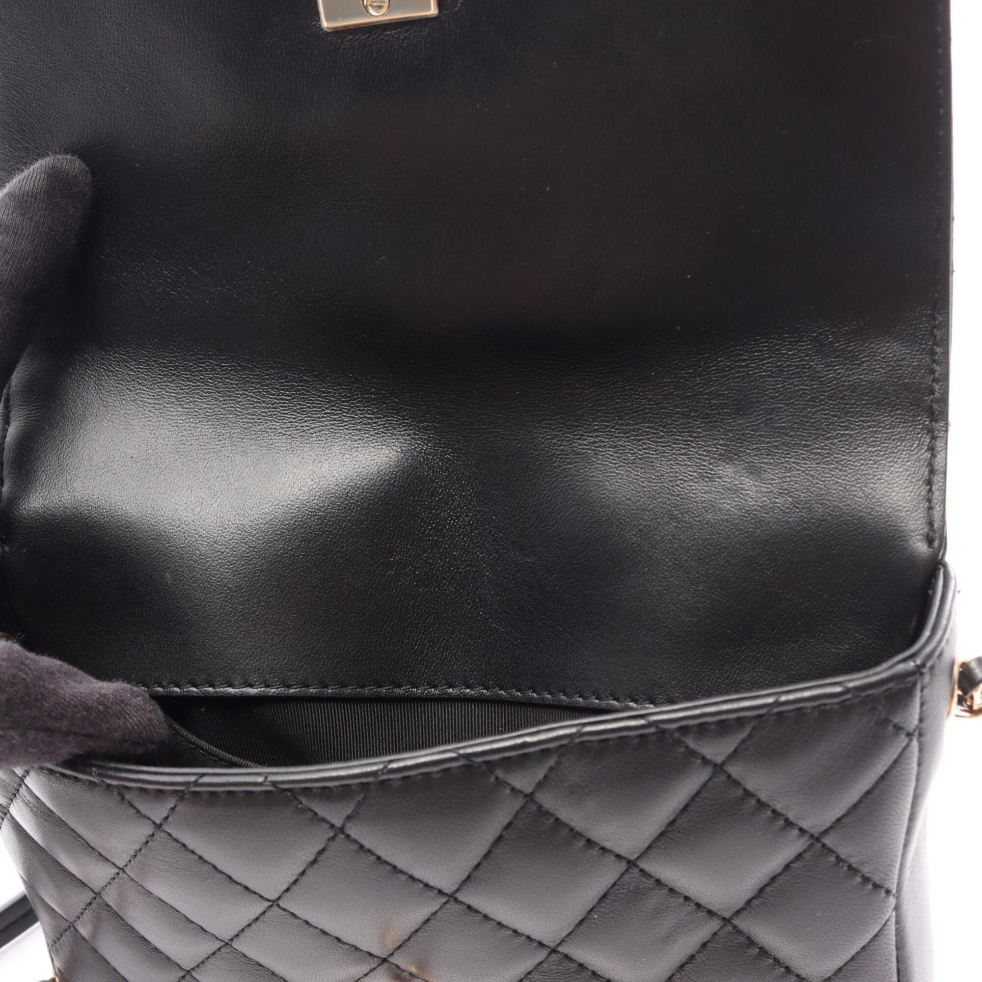 Chanel Matelasse Black Leather Handbag Shoulder Bag (Pre-Owned)