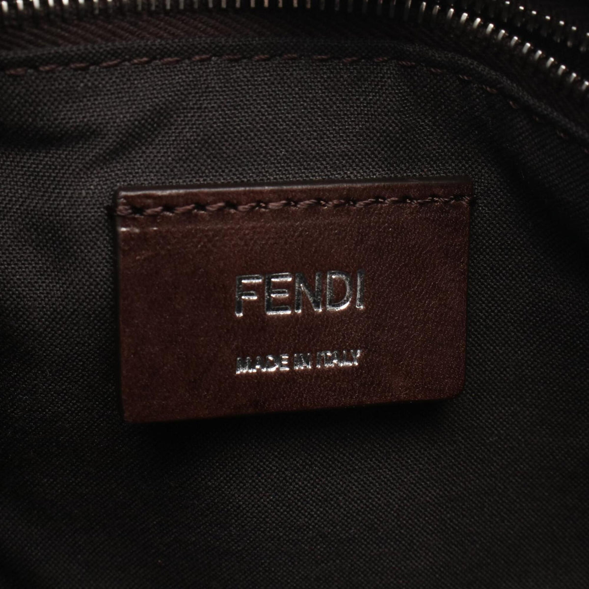 Fendi Beige Black Canvas Leather Handbag (Pre-Owned)