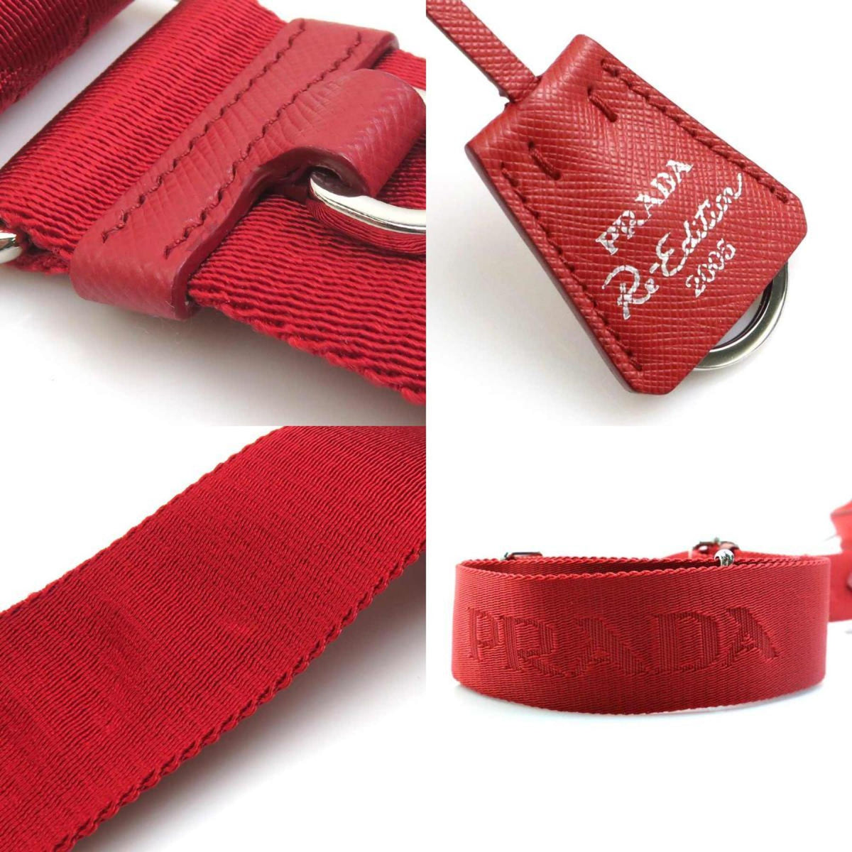 Prada Red Color Nylon Shoulder Bag (Pre-Owned)