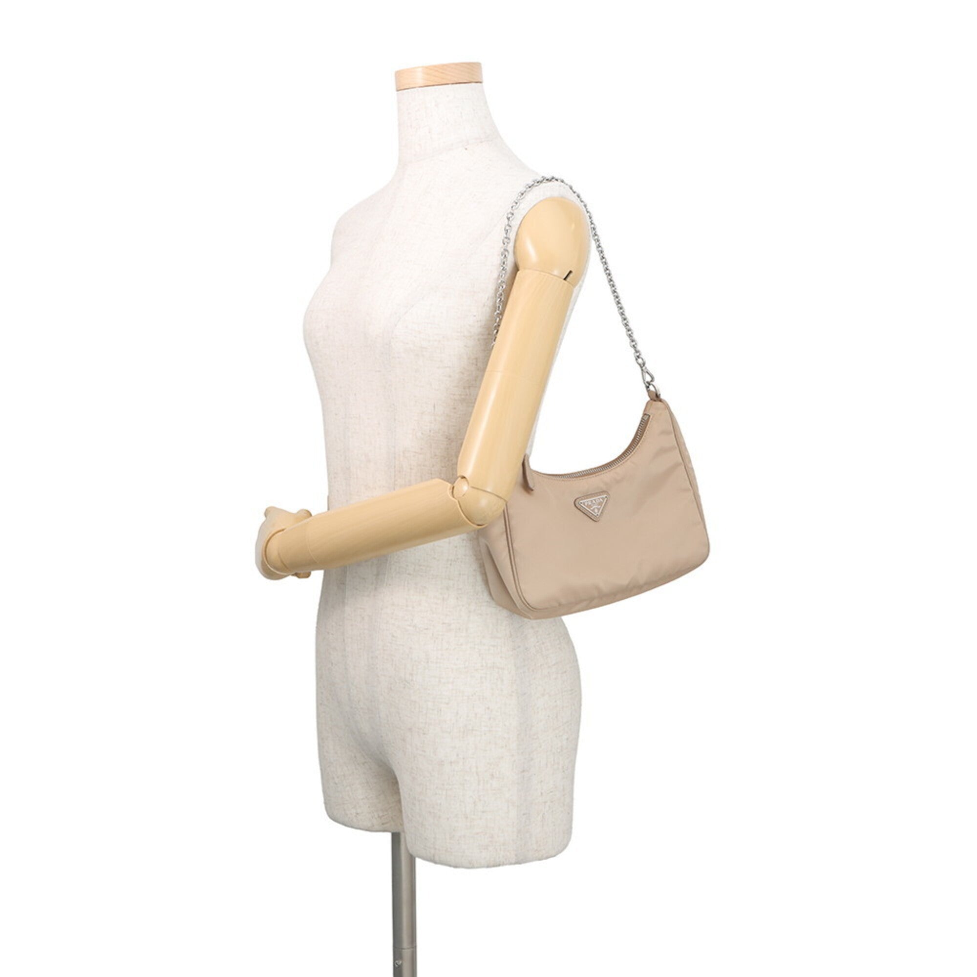 Prada Beige Nylon Handbag Shoulder Bag (Pre-Owned)