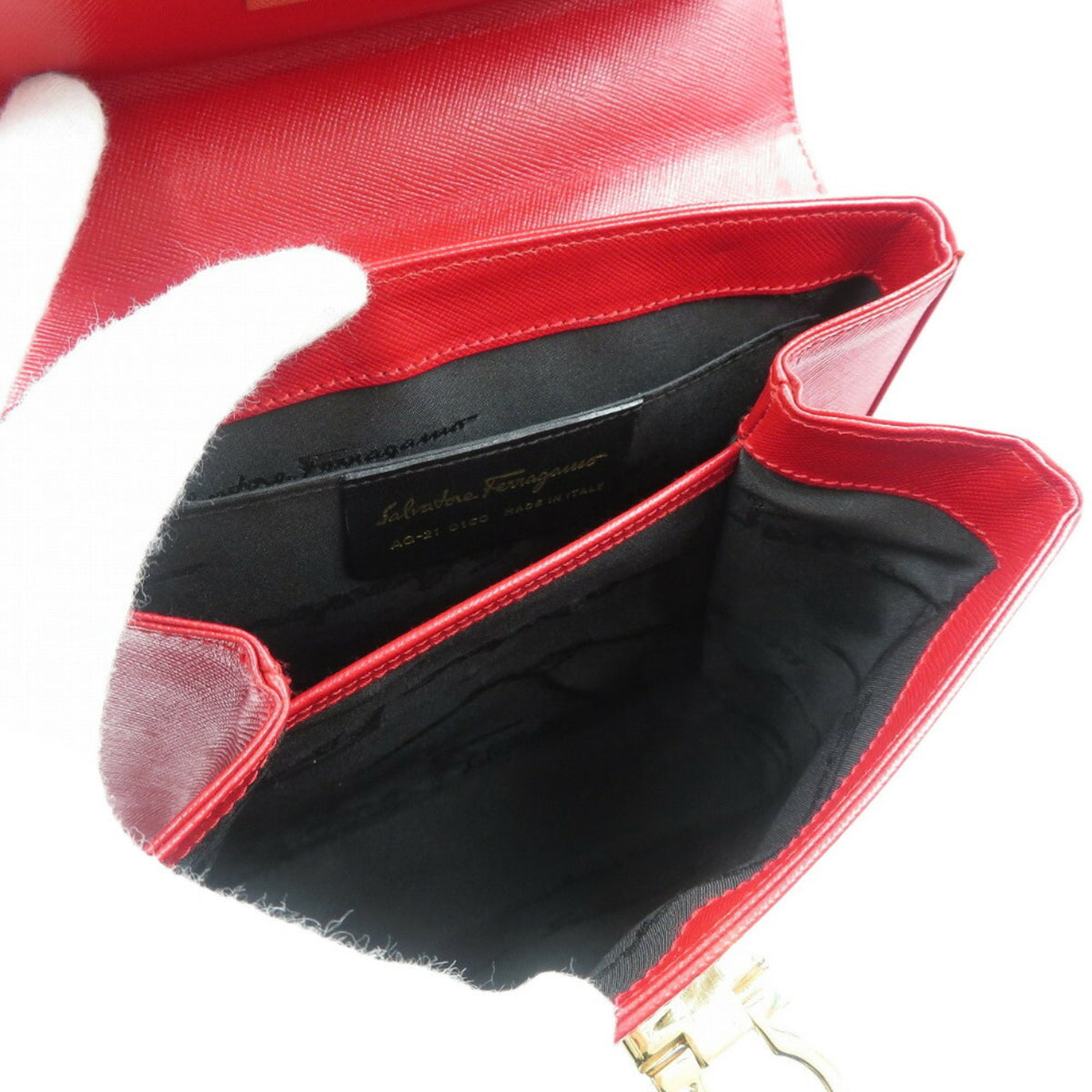 Salvatore Ferragamo Red Color Leather Handbag Shoulder Bag (Pre-Owned)