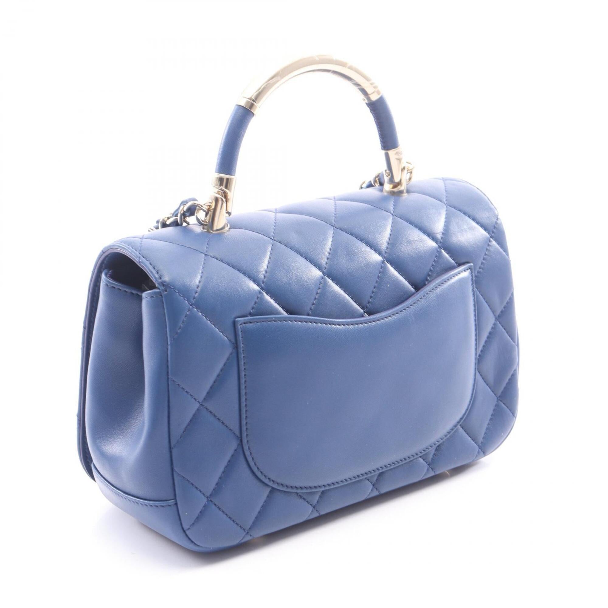 Chanel Blue Leather Handbag Shoulder Bag (Pre-Owned)
