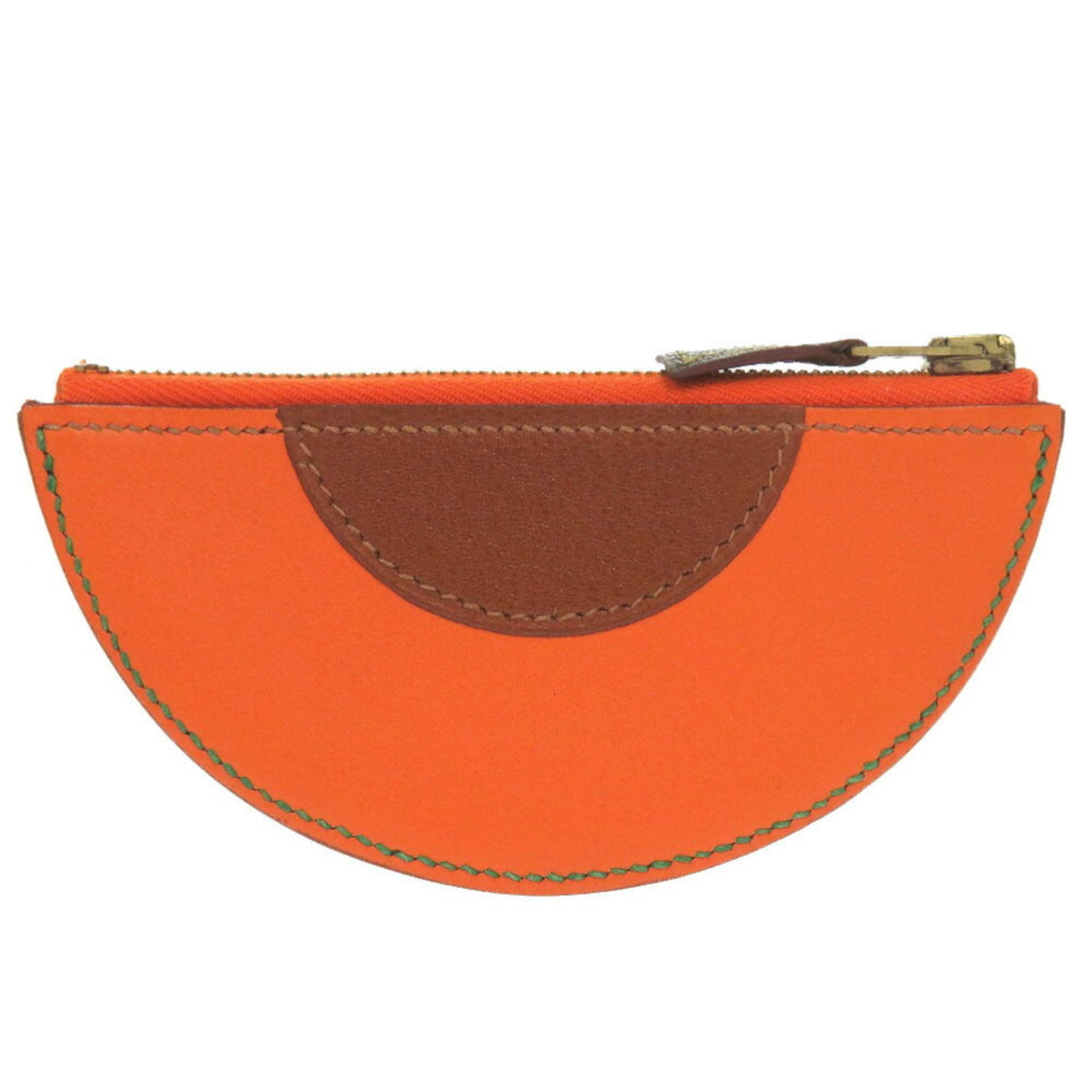Hermes Brown Orange Leather Coin Purse/Coin Case (Pre-Owned)